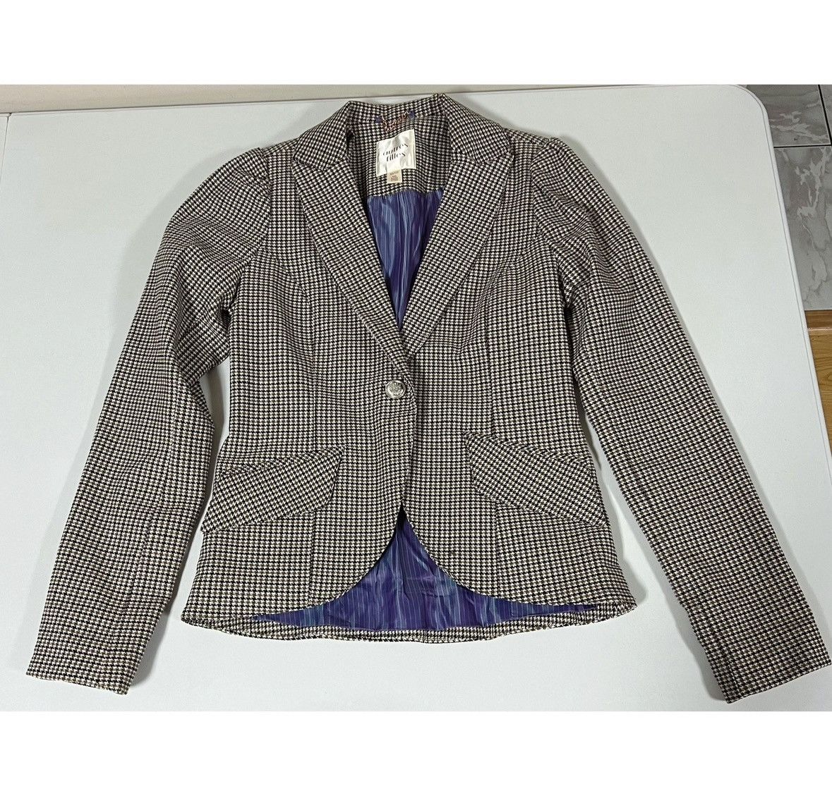 AVEC LES FILLES Autres Filles Houndstooth Business Blazer Coat Jacket XS 💜🤎✨ Size XS / US 0-2 / IT 36-38 - 2 Thumbnail