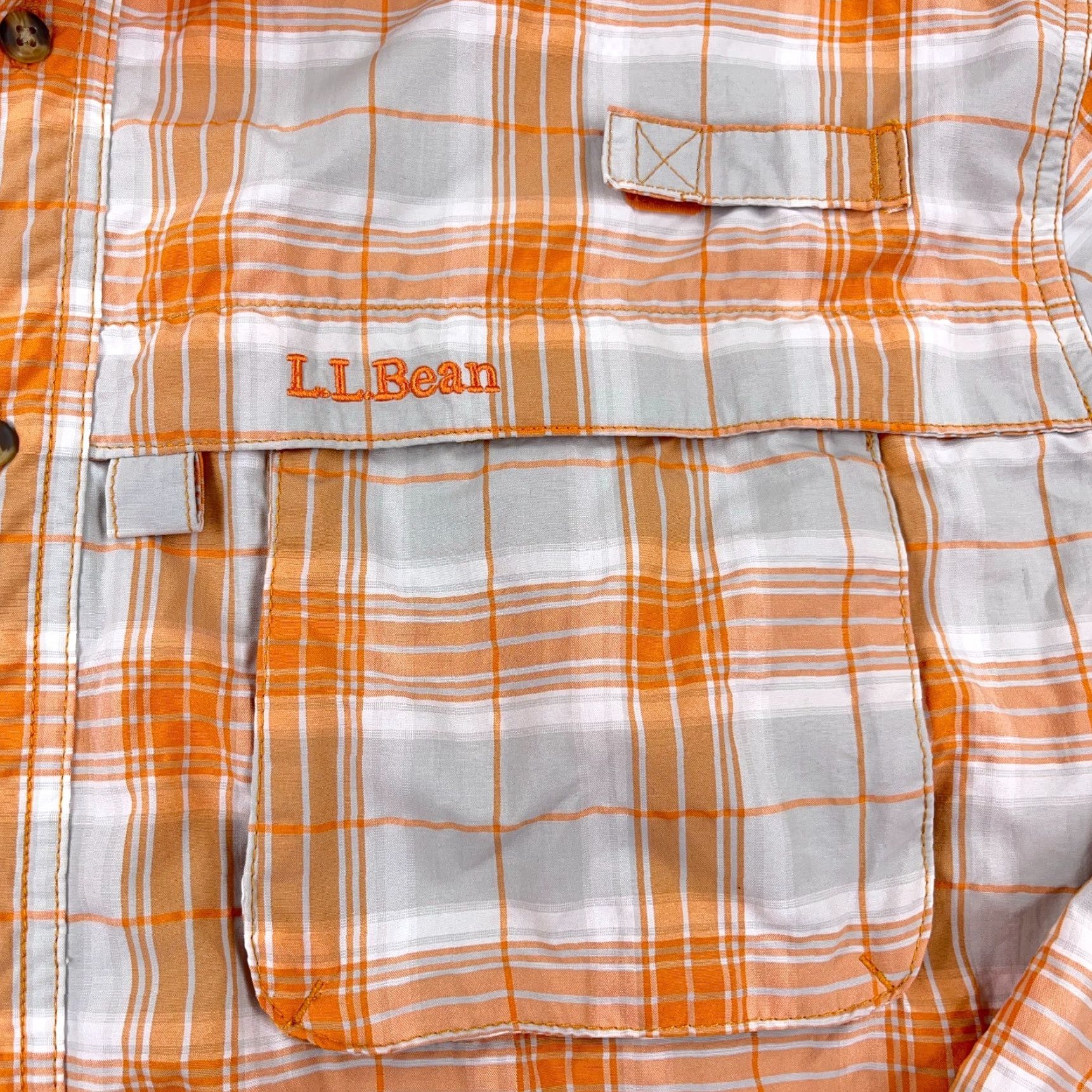 Vintage LL Bean Shirt Men XL Orange Plaid Button-Up Performance Vented Hiking Camp Shirt Size US XL / EU 56 / 4 - 5 Thumbnail