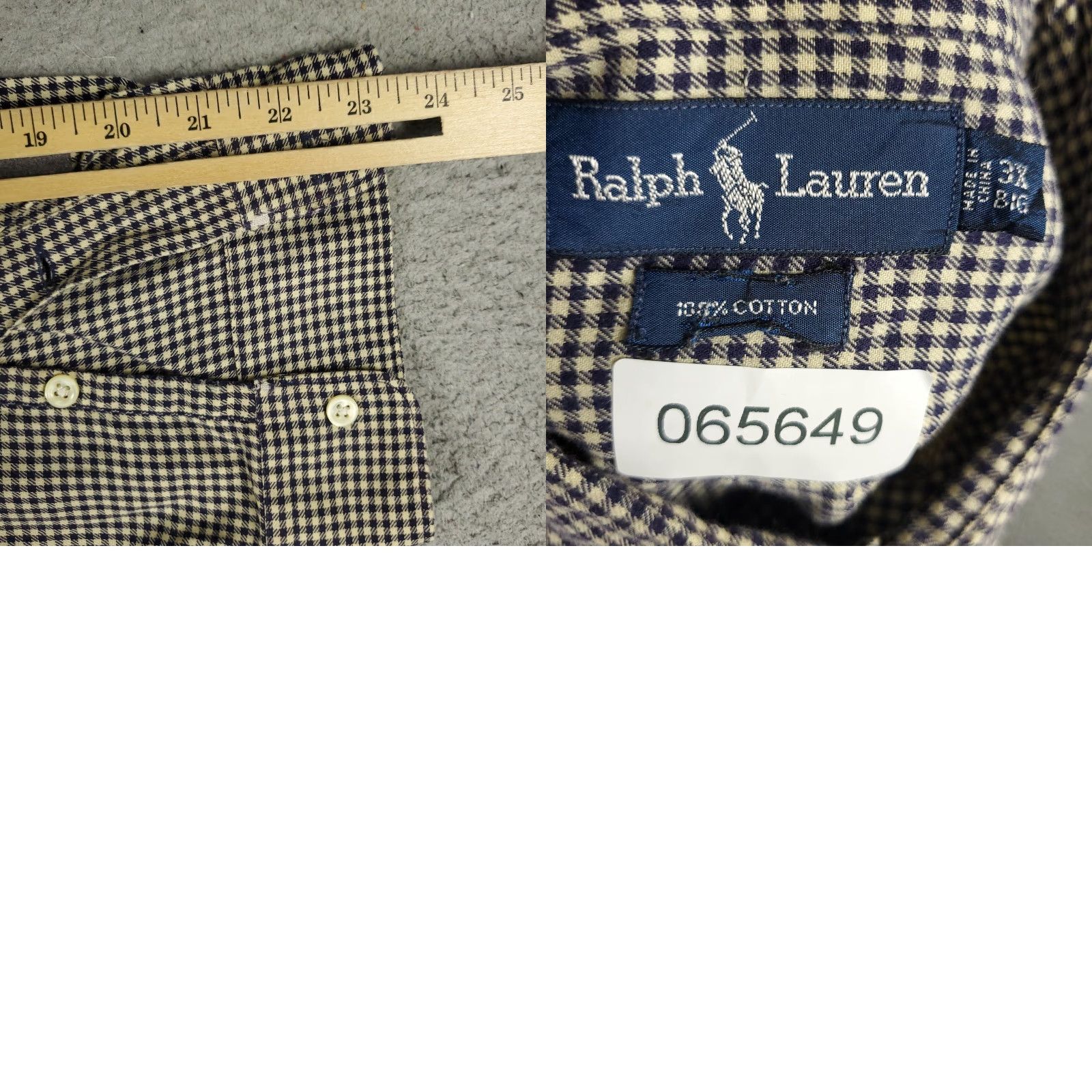 Ralph Lauren Ralph Lauren Shirt Mens 3XB Beige Blue Check Pony Casual Button Up Long Sleeve Shirt Blues Beige 3XB Big & Tall Mens Size US XXL / EU 58 / 5 - 8 Thumbnail