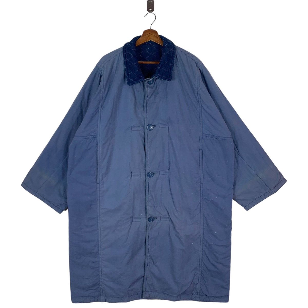 Issey Miyake VINTAGE 80s ISSEY MIYAKE IS LABEL INDIGO DENIM BORO JACKET Size US XL / EU 56 / 4 - 10 Thumbnail
