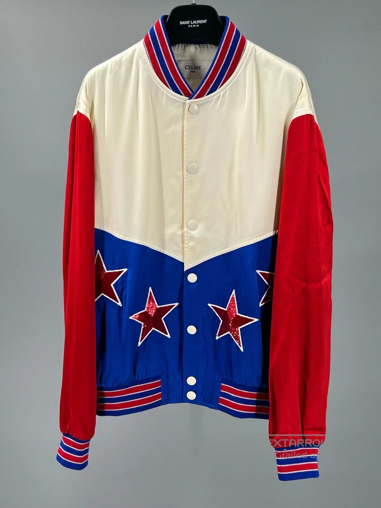 Celine celine red blue white sequined baseball jacket. Size US M / EU 48-50 / 2 - 1 Thumbnail