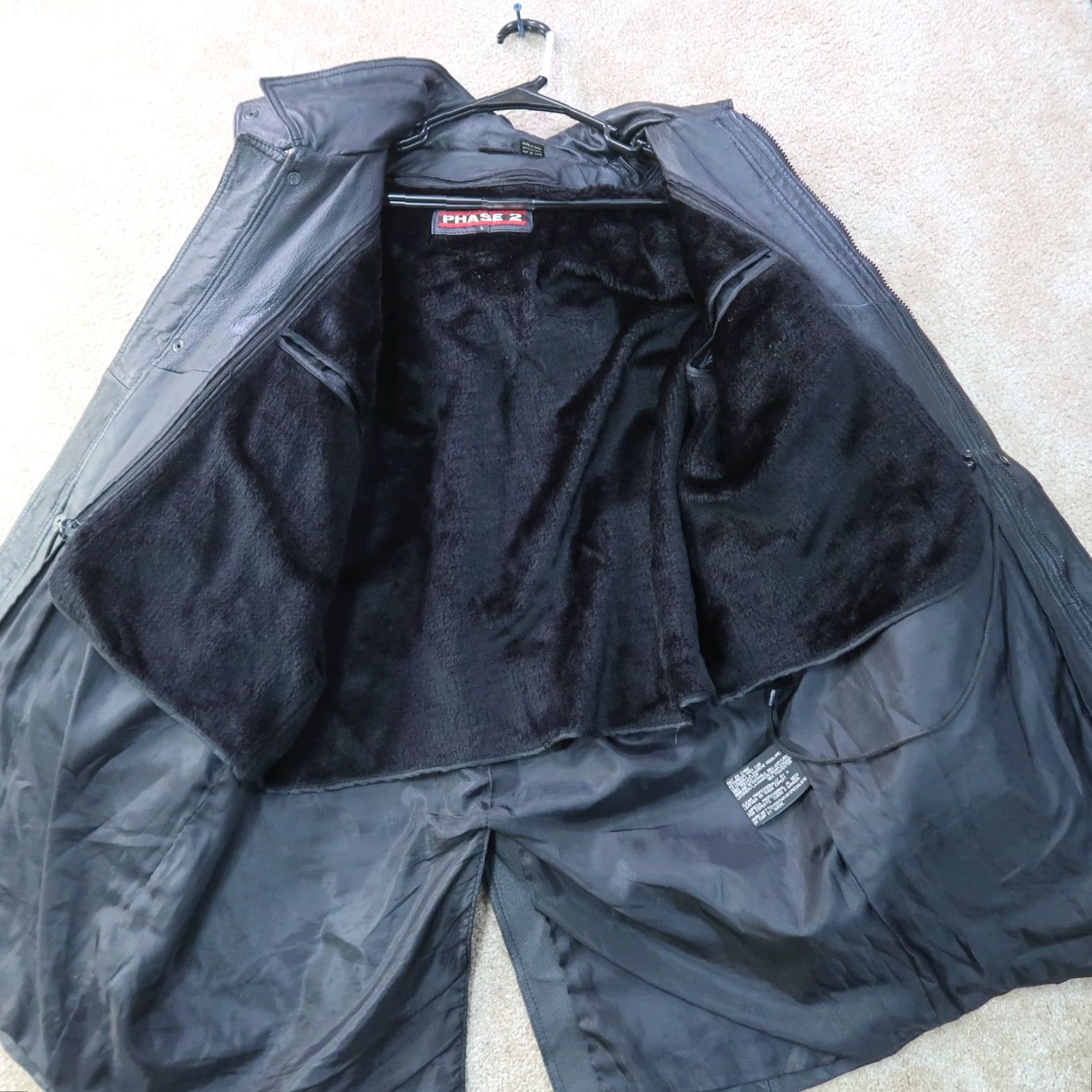 Vintage VINTAGE Phase Two Leather Jacket Overcoat Mens Large Full Zip Insulated Black Size US L / EU 52-54 / 3 - 7 Thumbnail