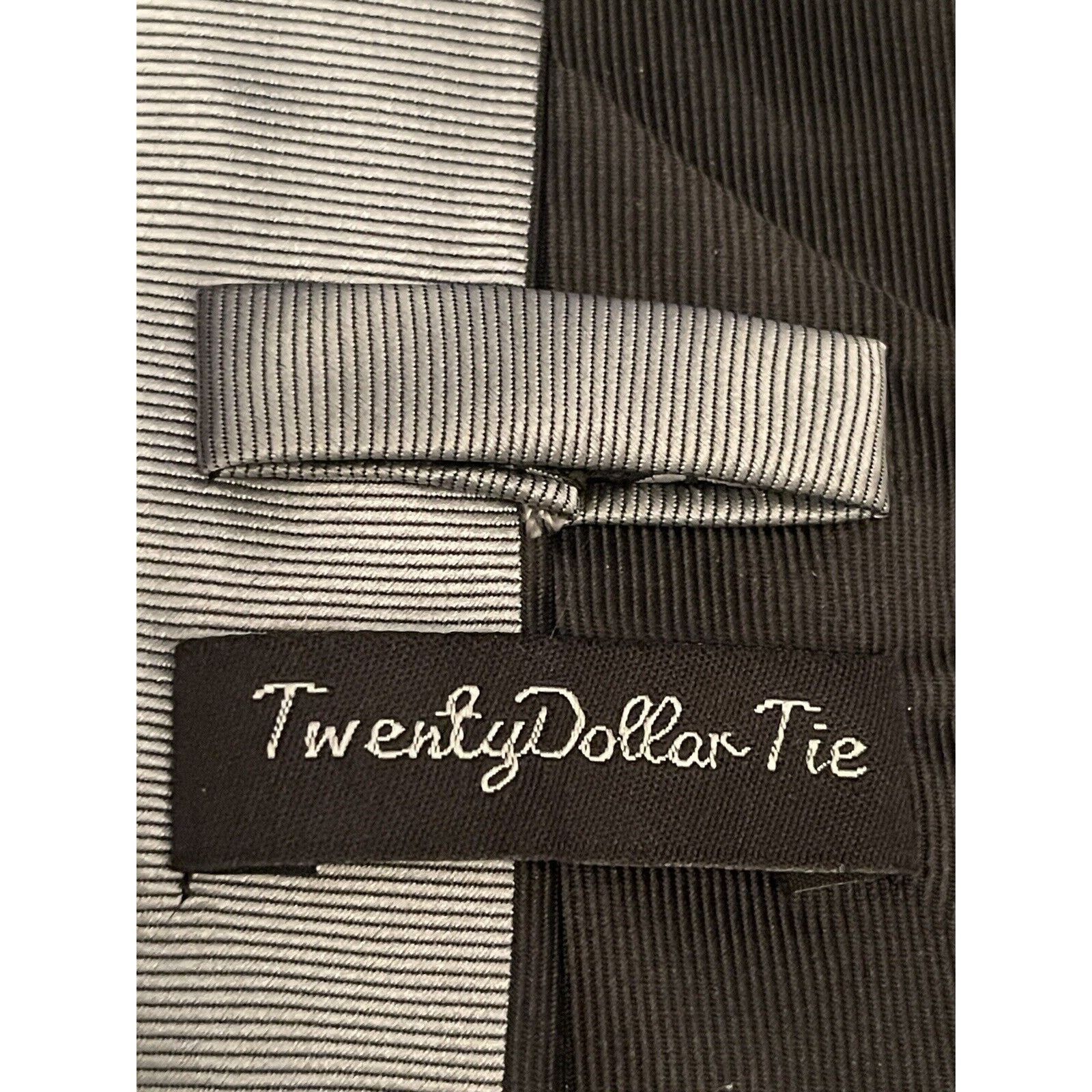Twenty Twenty Dollars Tie Black Gray Hand Made Silk Men’s Neck Tie Size ONE SIZE - 8 Thumbnail
