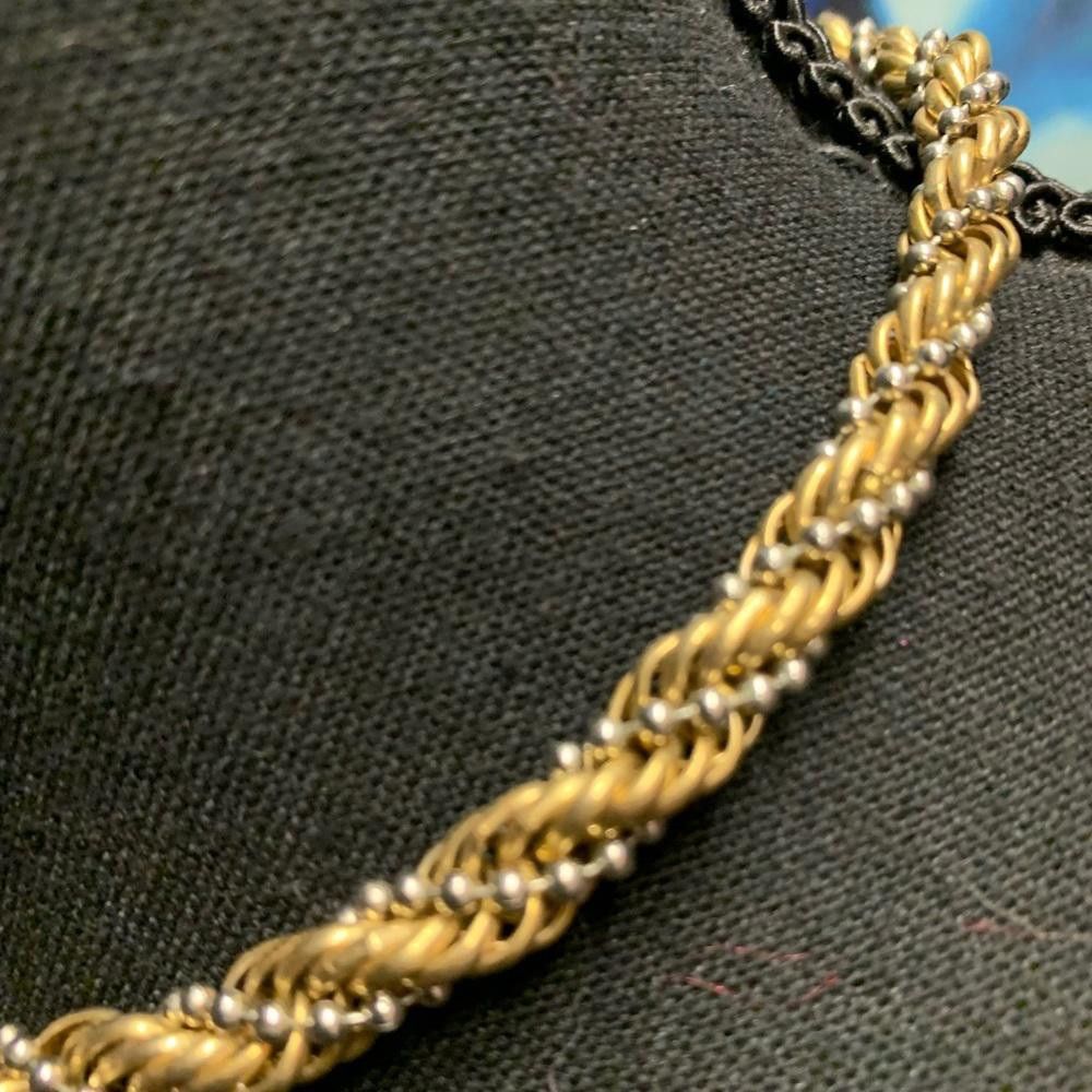 Designer Elegant Gold and Silver Braided Necklace Size ONE SIZE - 2 Thumbnail