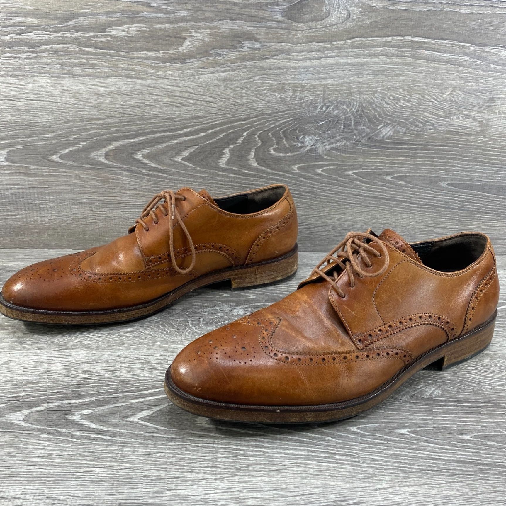 Cole Haan Cole Haan C24168 Harrison British Tan Leather Grand Os Wingtip Oxfords Size 11 M Size US 11 / EU 44 - 5 Thumbnail