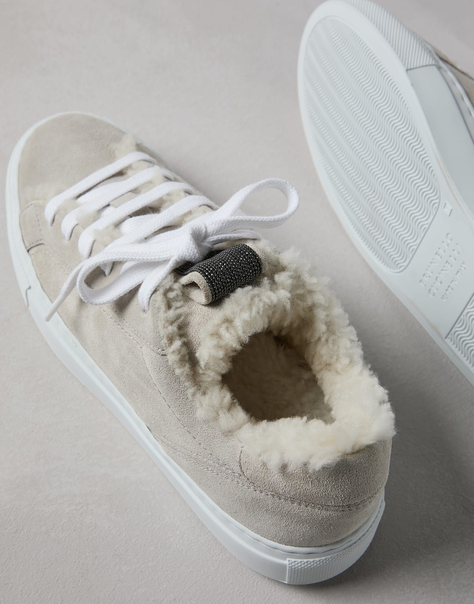Brunello Cucinelli o1la1rc1a1025 Suede Sneakers in Ivory Size US 11 / IT 41 - 3 Thumbnail