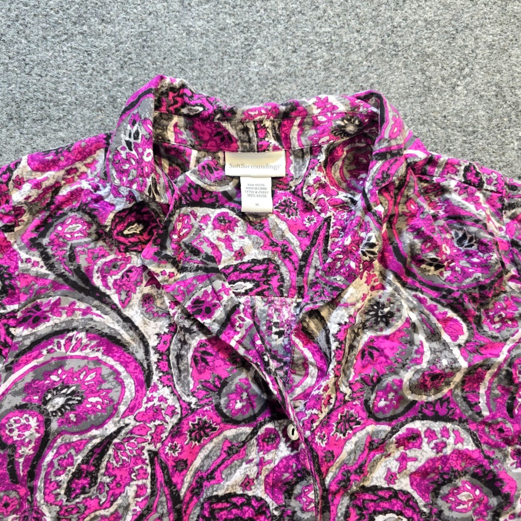 Soft Surroundings Soft Surroundings Shirt Womens XL Purple Paisley Button-Up Long Sleeve Casual Size XL / US 12-14 / IT 48-50 - 2 Thumbnail