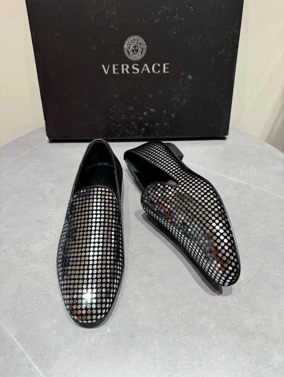 Versace Versace men's velvet slip-on shoes with sequin Ｑ23 Size US 7 / EU 40 - 3 Thumbnail