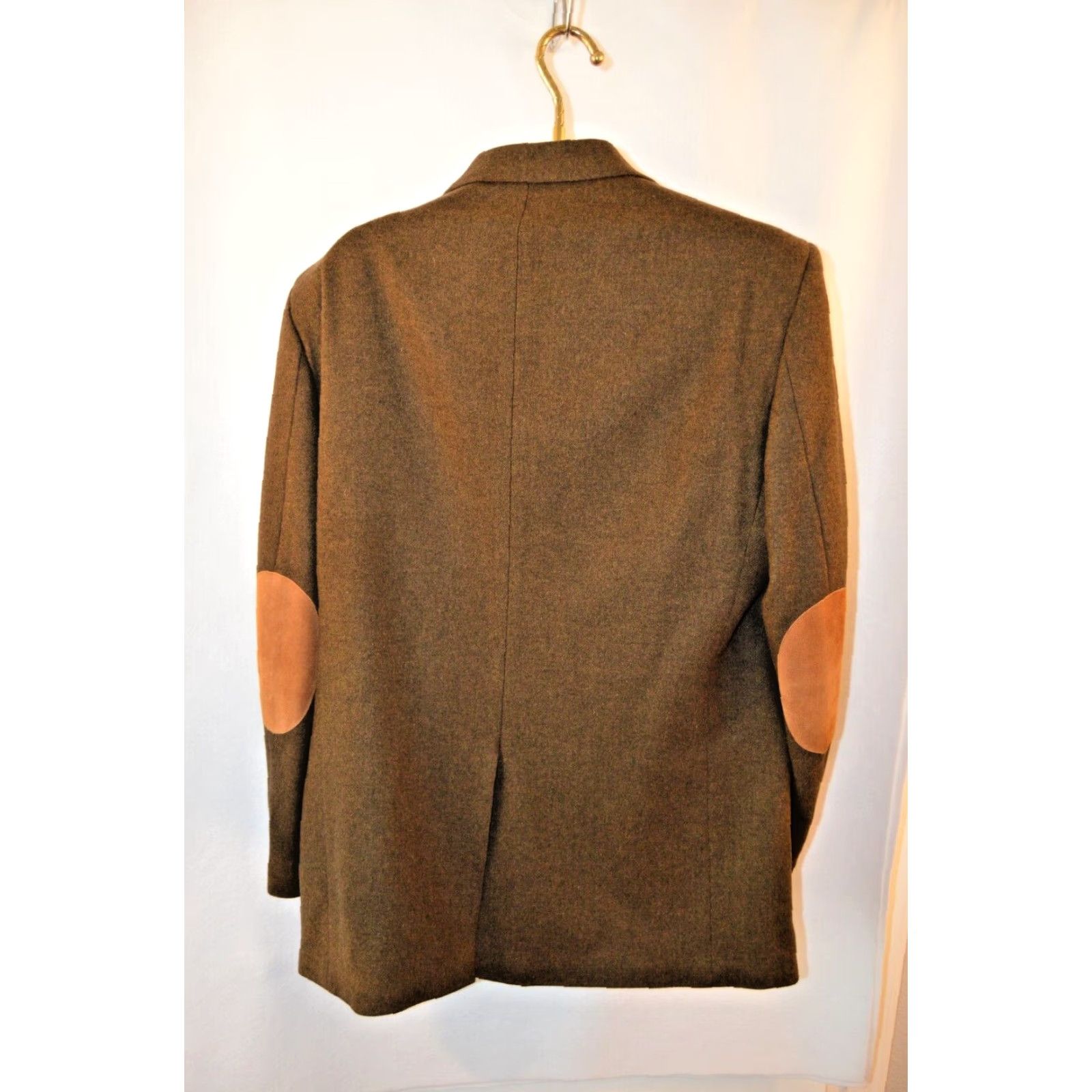 Oscar De La Renta Oscar de la Renta Men's Blazer Wool 2 Button Size 44L Leather Elbow Patches Notch Lapel Brown Classic Vintage? (No vintage) Size 44R - 2 Thumbnail