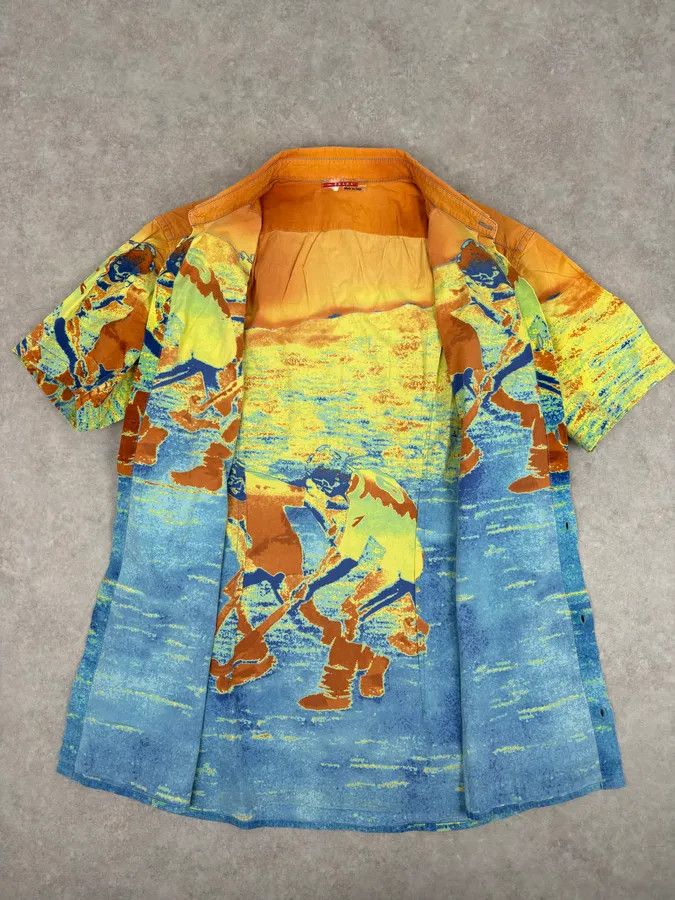 Prada 2000s Prada Multicolor Cotton Map Print Thermal Short Sleeves Shirt Size S / US 4 / IT 40 - 7 Thumbnail