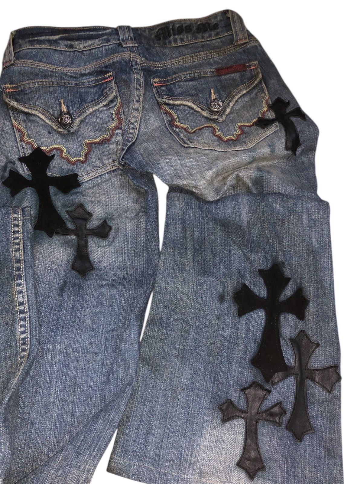Designer × Japanese Brand × Miss Me Vintage Miss Me Denim Jeans Leather Cross Patches Size 28" / US 6 / IT 42 - 9 Thumbnail