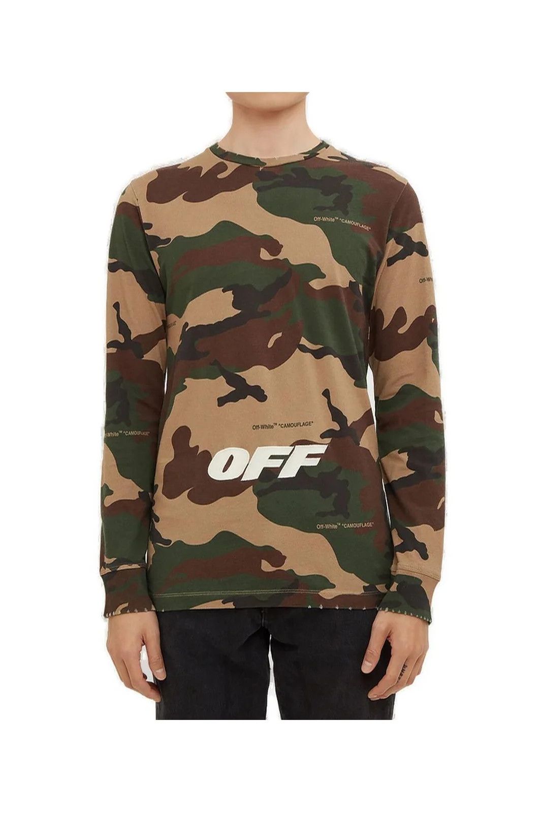 Off-White Camo Embroidered Logo Distressed LS T-Shirt Size US M / EU 48-50 / 2 - 2 Thumbnail