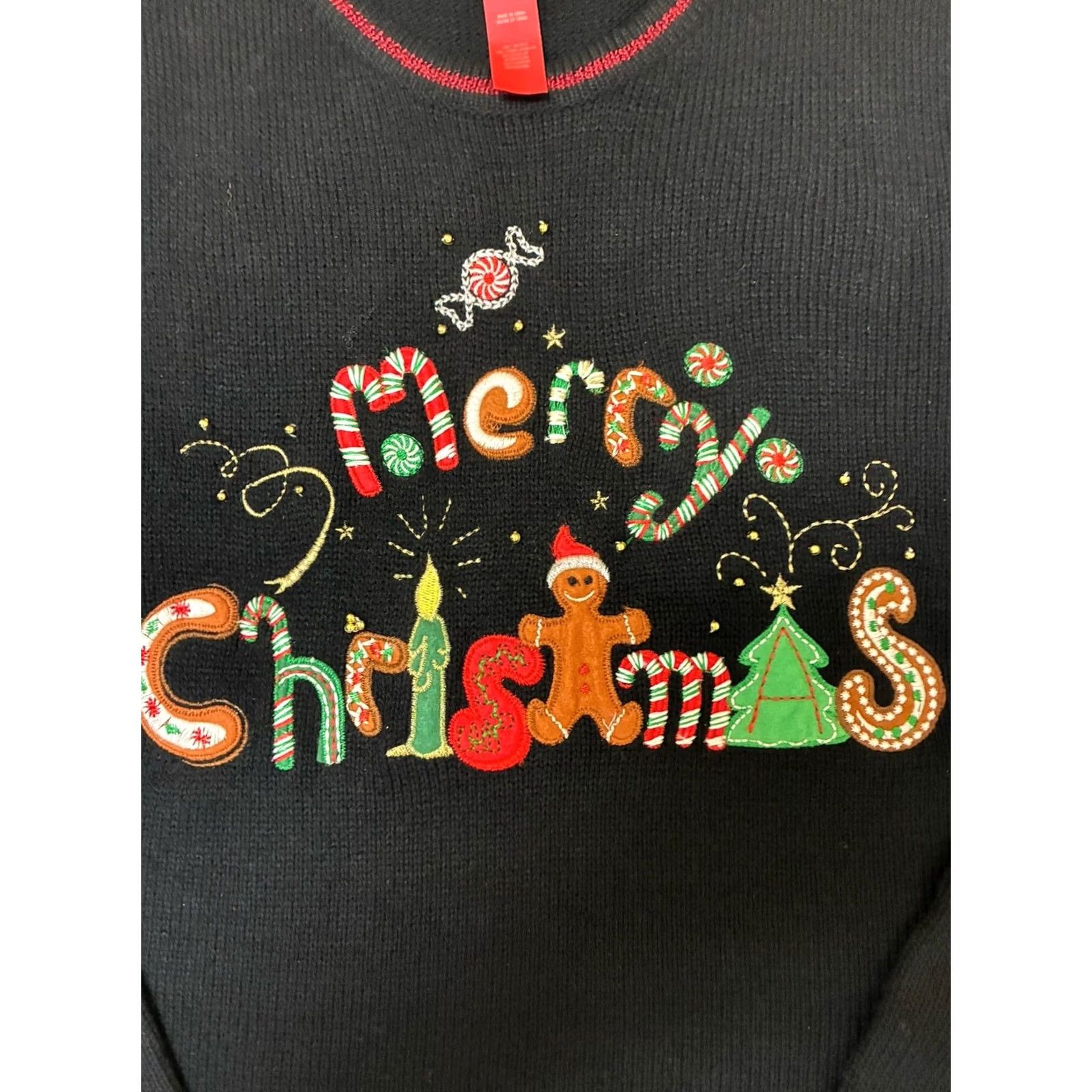 Vintage Holiday Time M Womens Sweater Embroidered Beaded Christmas Size M / US 6-8 / IT 42-44 - 3 Thumbnail
