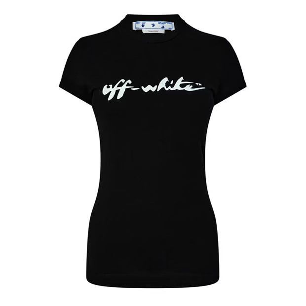 Off-White o1g2r1mq1224 Script Logo T-Shirts in Black & White Size XS / US 0-2 / IT 36-38 - 1 Thumbnail