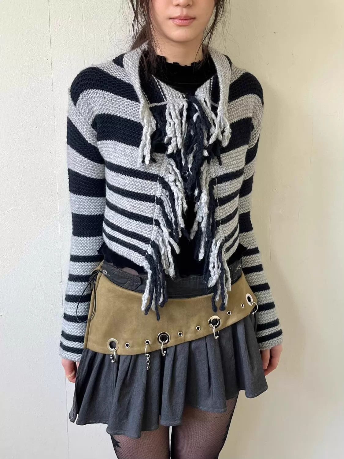 Armani Vintage Deconstructed Stripe Colorblocked Knit