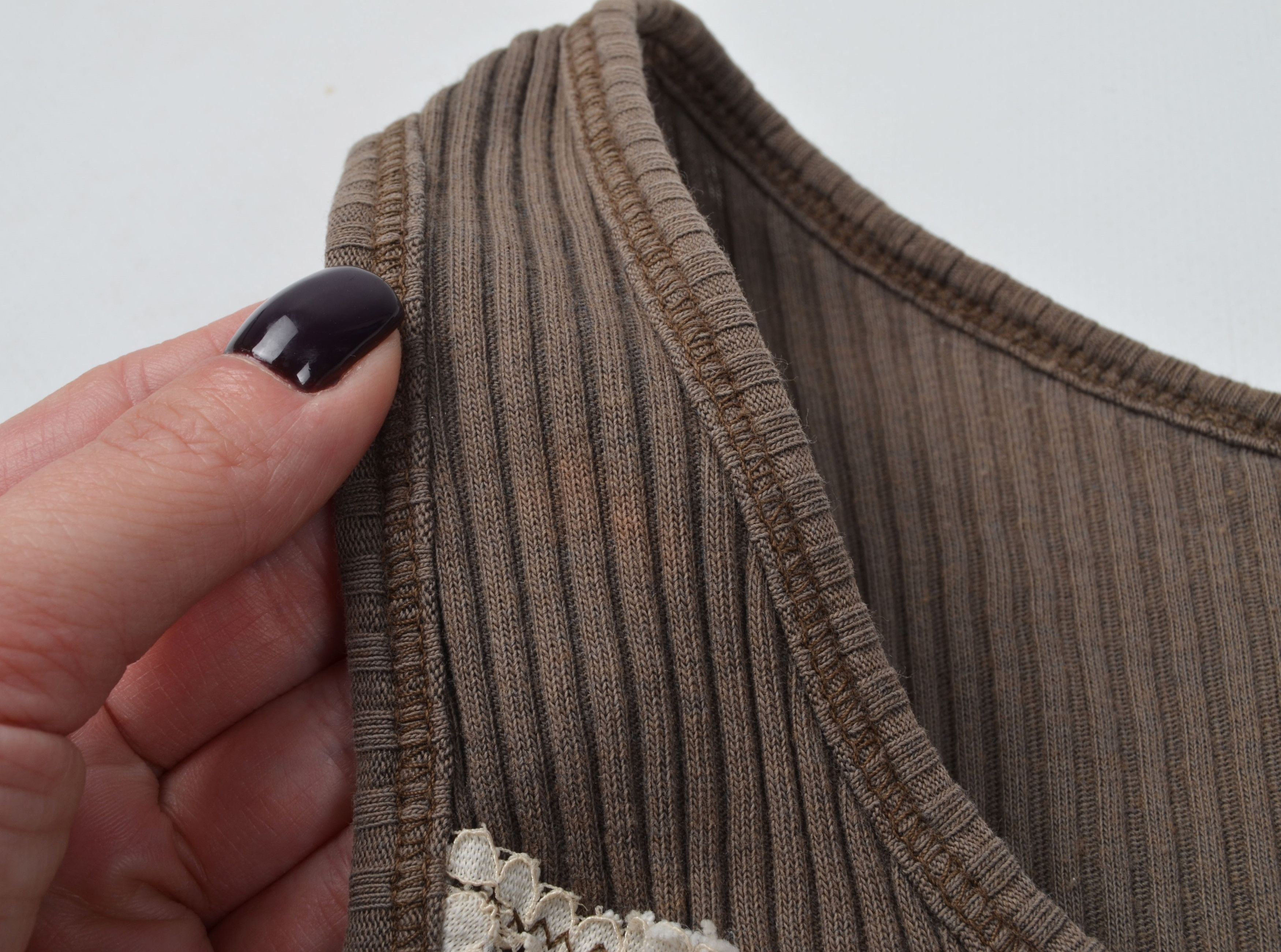Designer Vintage Kookai Y2K Coquette Cottage Rib Knit Gray Top Size S / US 4 / IT 40 - 8 Thumbnail