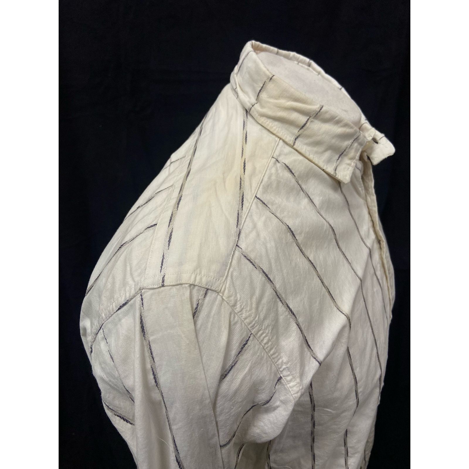Vintage 20s 30s Vintage White Black Striped Cotton Dress Shirt Size US L / EU 52-54 / 3 - 5 Thumbnail