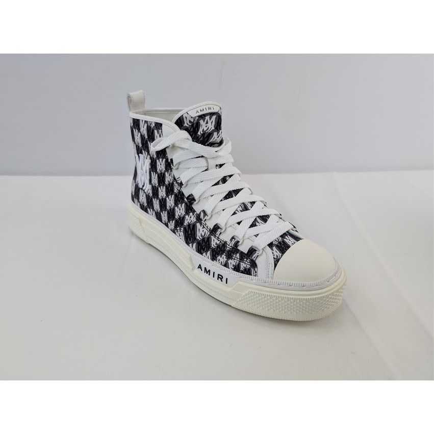 Amiri o1rshd1 Court Hi Allover Logo Sneakers in Black / White Size US 12 / EU 45 - 3 Thumbnail