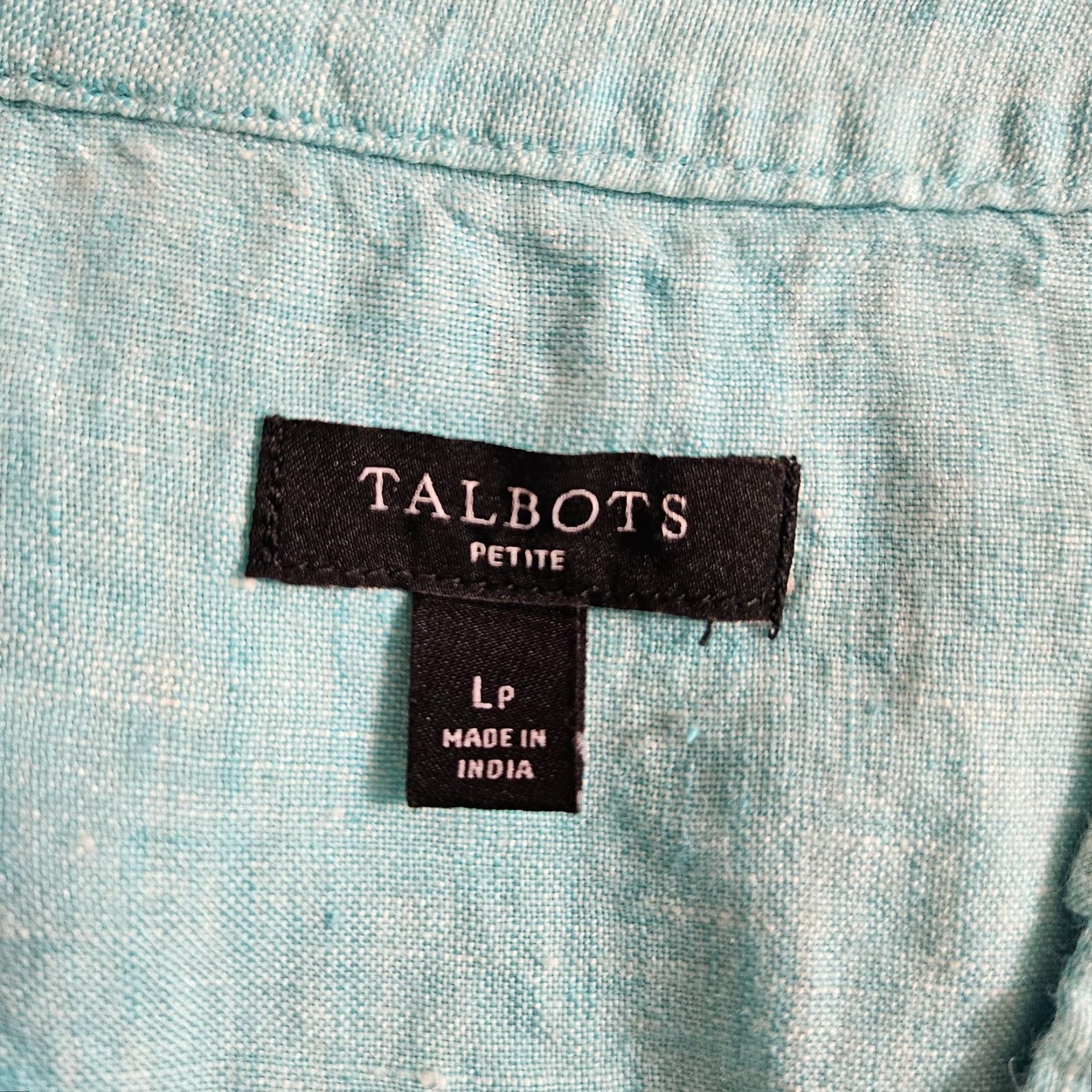Talbots Talbots Womens Linen Popover Top Shirt Petite Large Aqua Long Sleeve]] Size L / US 10 / IT 46 - 5 Thumbnail