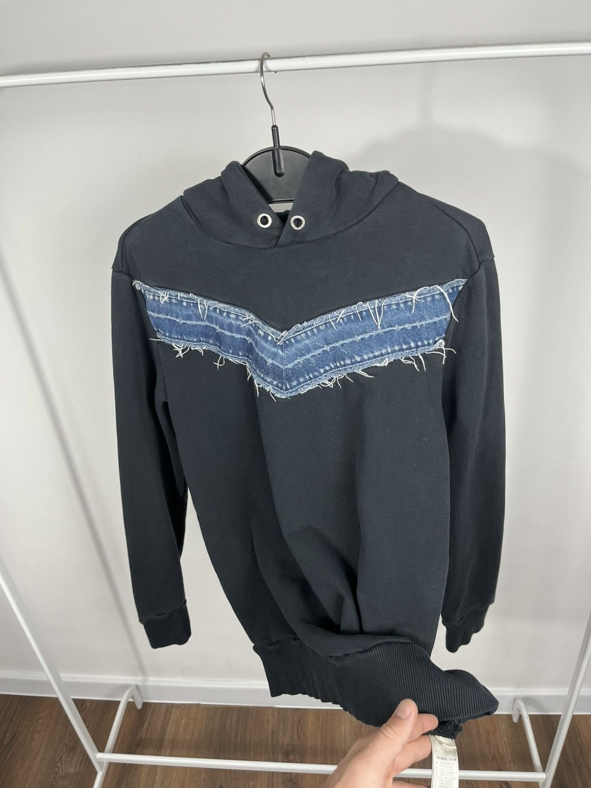 Diesel Diesel Hoodie Black Denim Panel Y2K Pullover Streetwear M Size US M / EU 48-50 / 2 - 8 Thumbnail