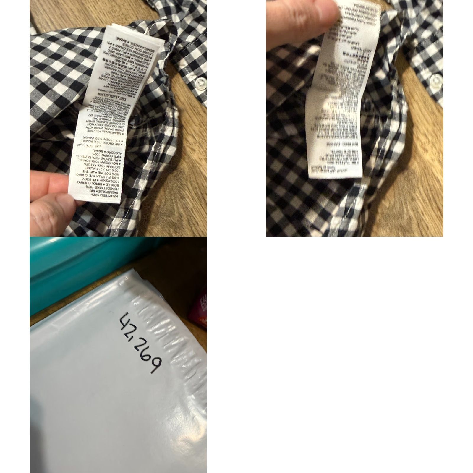 Essentials Amazon Essentials Shirt Women's L Black White Check Button-Up Long Sleeve Size L / US 10 / IT 46 - 8 Thumbnail