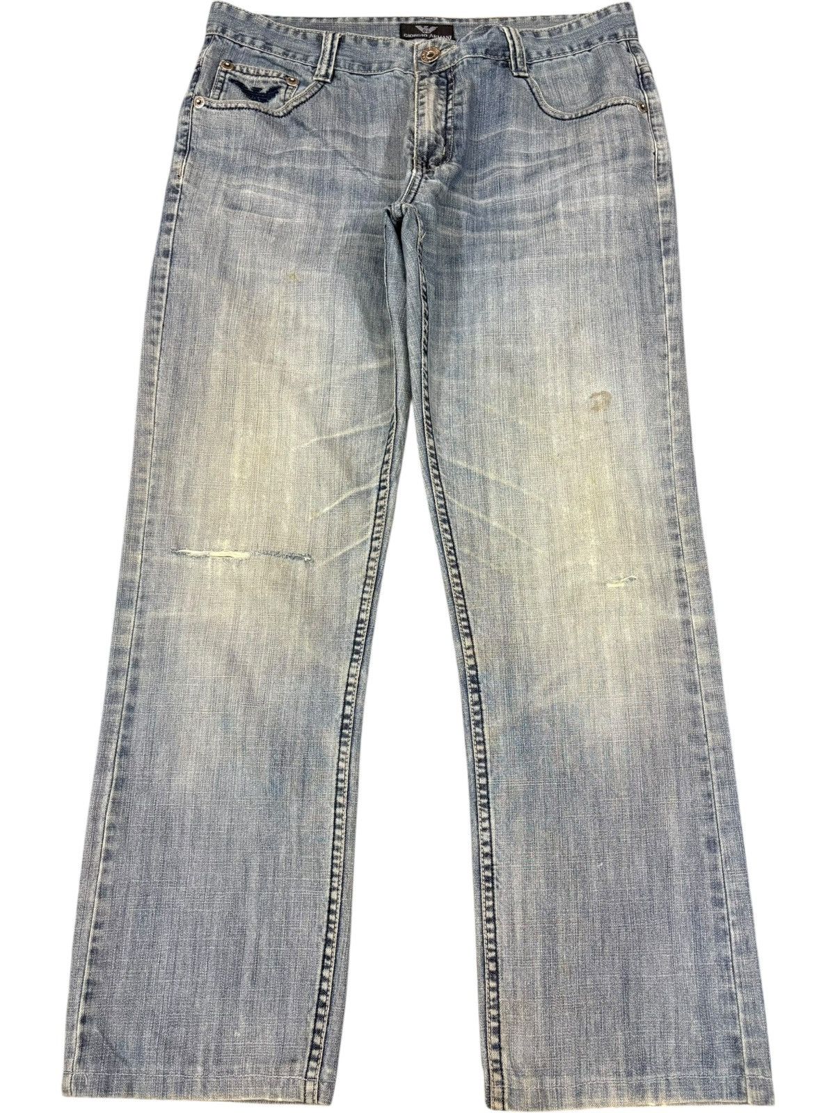 Giorgio Armani Vintage Giorgio Armani Faded Wash Distressed Loose Jeans Size US 34 / EU 50 - 1 Thumbnail