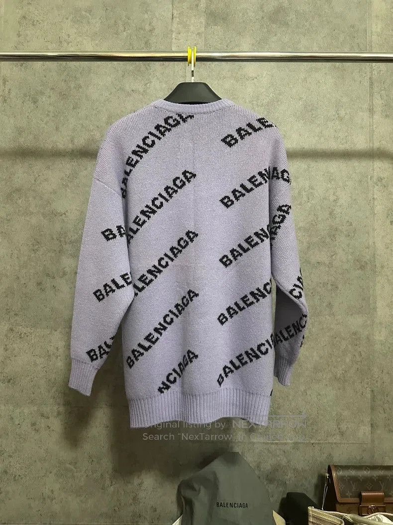 Balenciaga Balenciaga Logo All-Over Print Knit Sweater Lavender XS. Size US XS / EU 42 / 0 - 4 Thumbnail