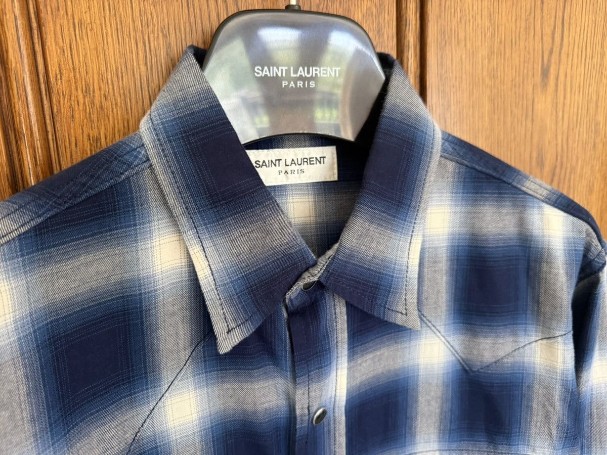 Saint Laurent Paris FW16 Saint Laurent blue white shadow western flannel Hedi Size US S / EU 44-46 / 1 - 14 Thumbnail