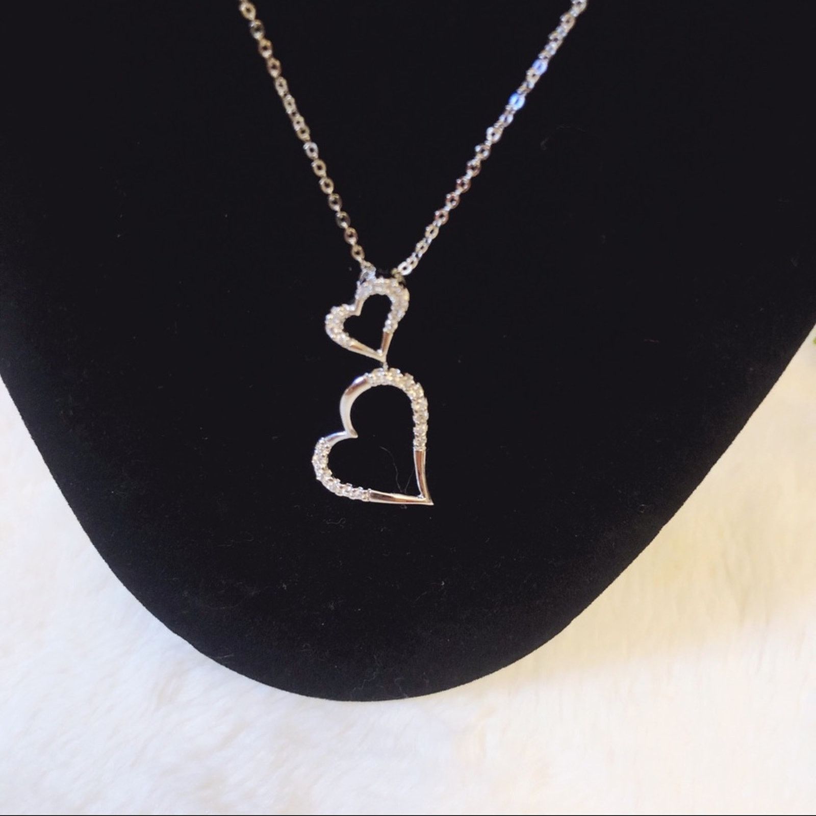 Other Sterling Silver Double Heart Necklace Size ONE SIZE - 2 Thumbnail