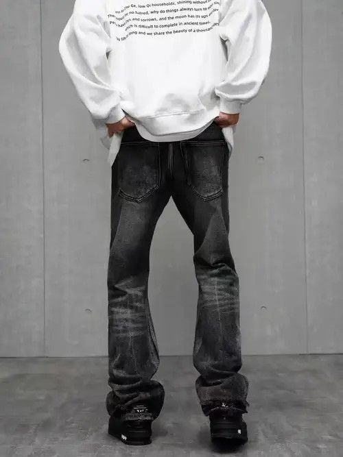 Japanese Brand × Jean High street ripped black and gray bootcut jeans Size US 32 / EU 48 - 3 Thumbnail