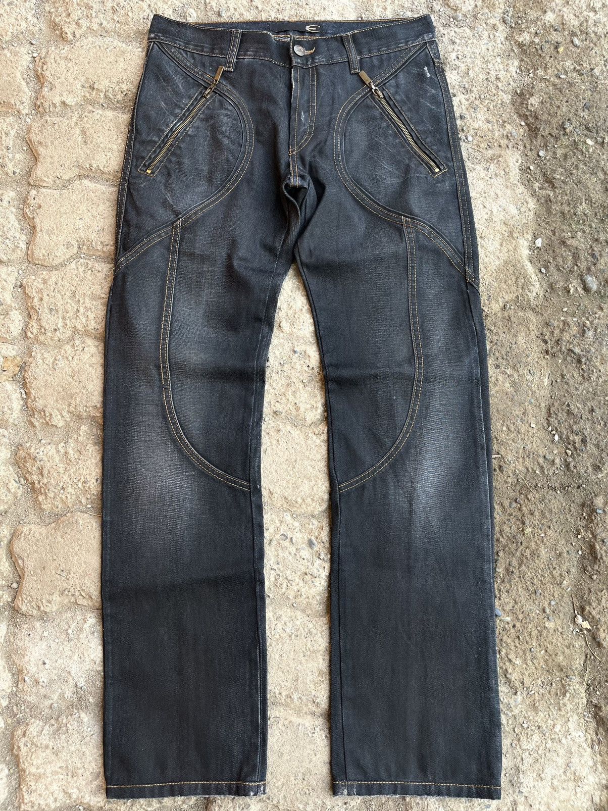Just Cavalli AW2007 JUST CAVALLI BLACK WAXED SPIRAL JEANS Size US 31 - 1 Thumbnail
