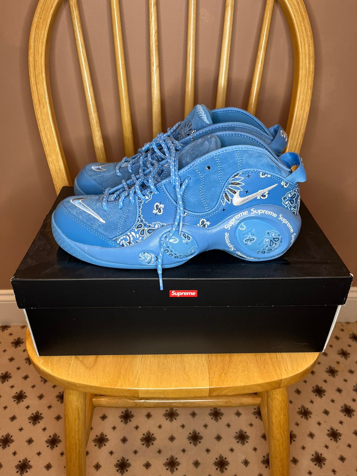 Pre-owned Nike X Supreme Air Zoom Flight Shoes In Blue
