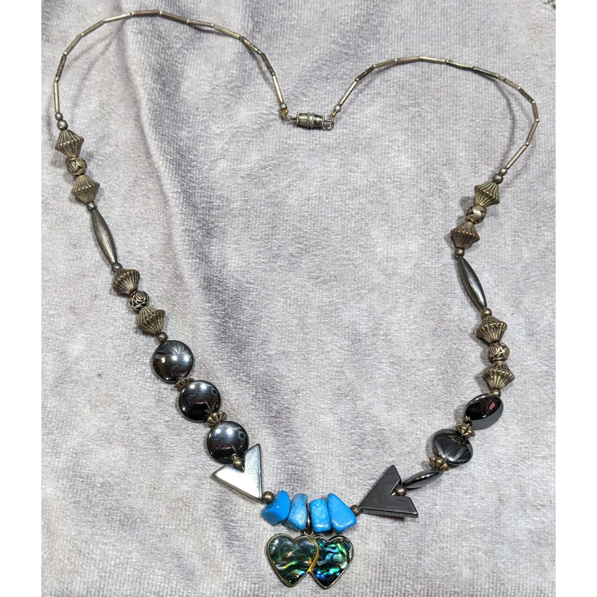 Other Vintage Handmade Romantic Heart Hematite Turquoise Liquid Si Size ONE SIZE - 7 Thumbnail