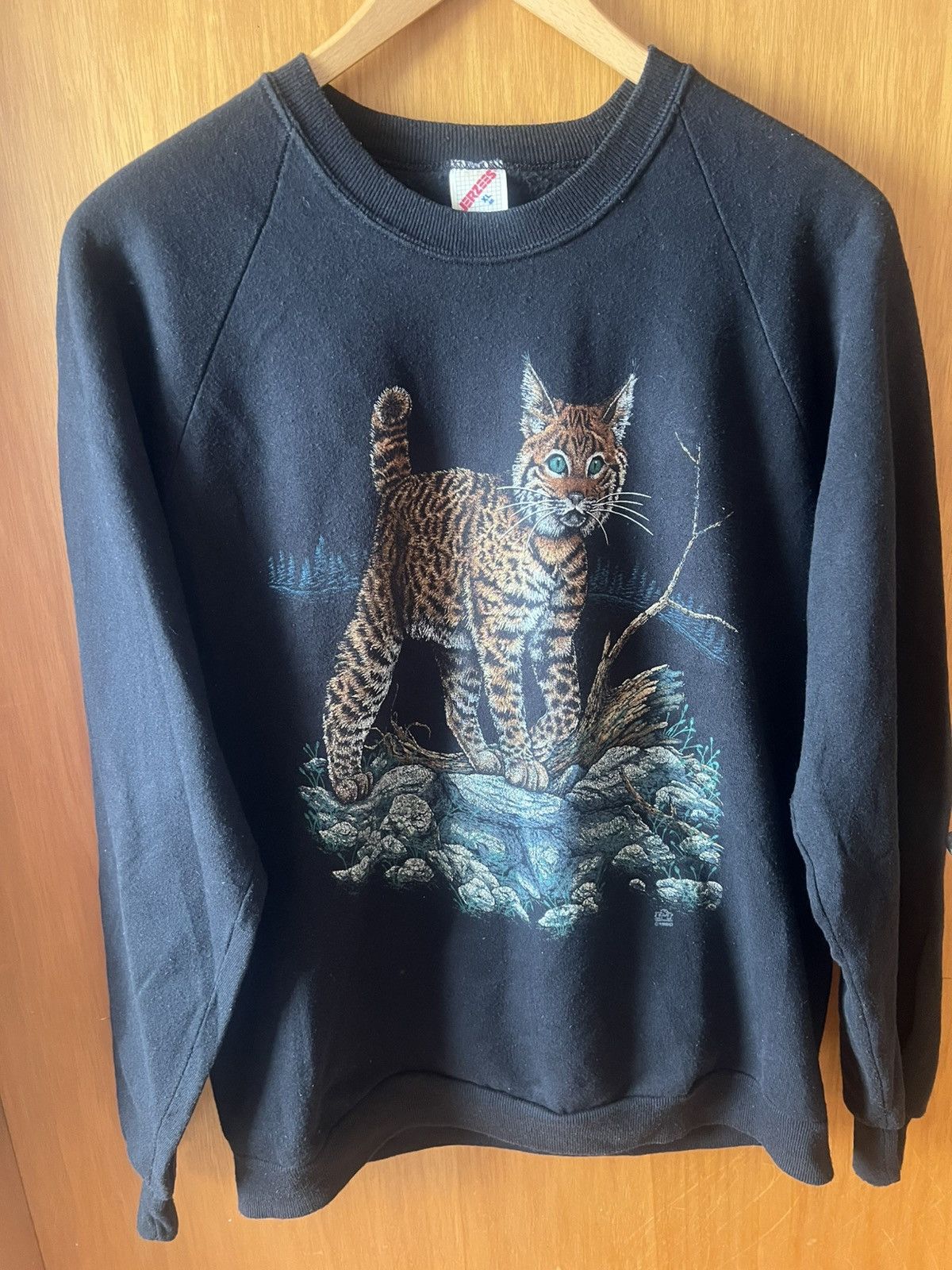 Jerzees Jerzees × 1990 Vintage Lynx Wildcat Breed Sweatshirt Size US XL / EU 56 / 4 - 2 Thumbnail