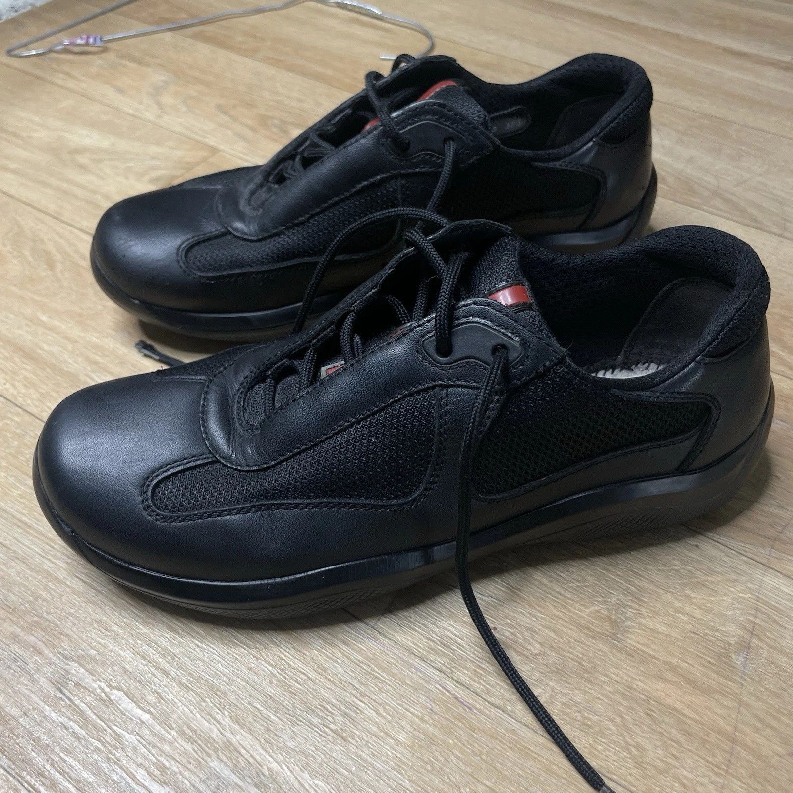 Prada Prada America's Cup Sneakers Linea Rossa Black Leather Mesh Size US 7.5 / IT 37.5 - 8 Thumbnail