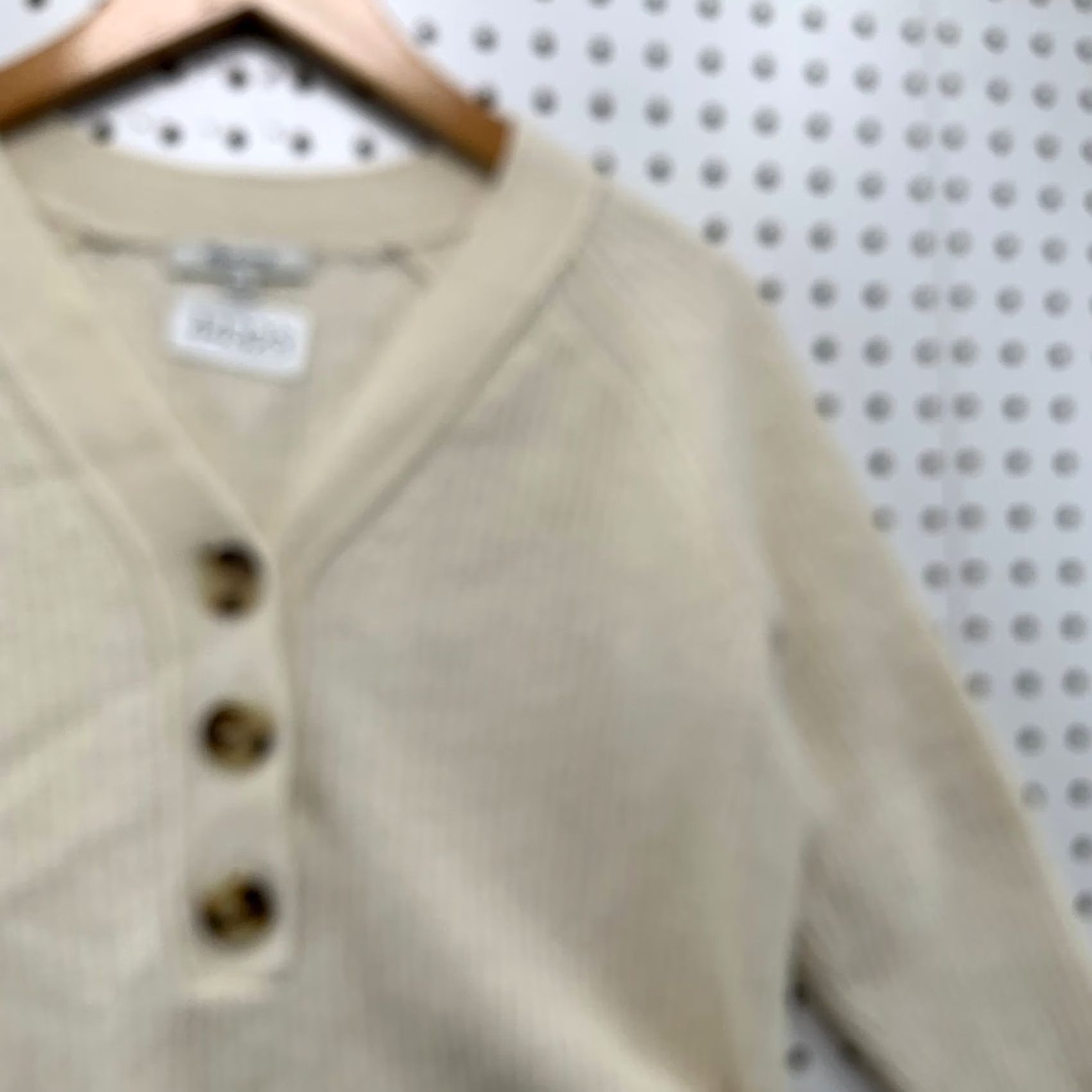 Madewell Madewell Lyle Merino Wool Henley Sweater Womens XS Ivory V Neck Rib Knit Shirt Size XS / US 0-2 / IT 36-38 - 6 Thumbnail