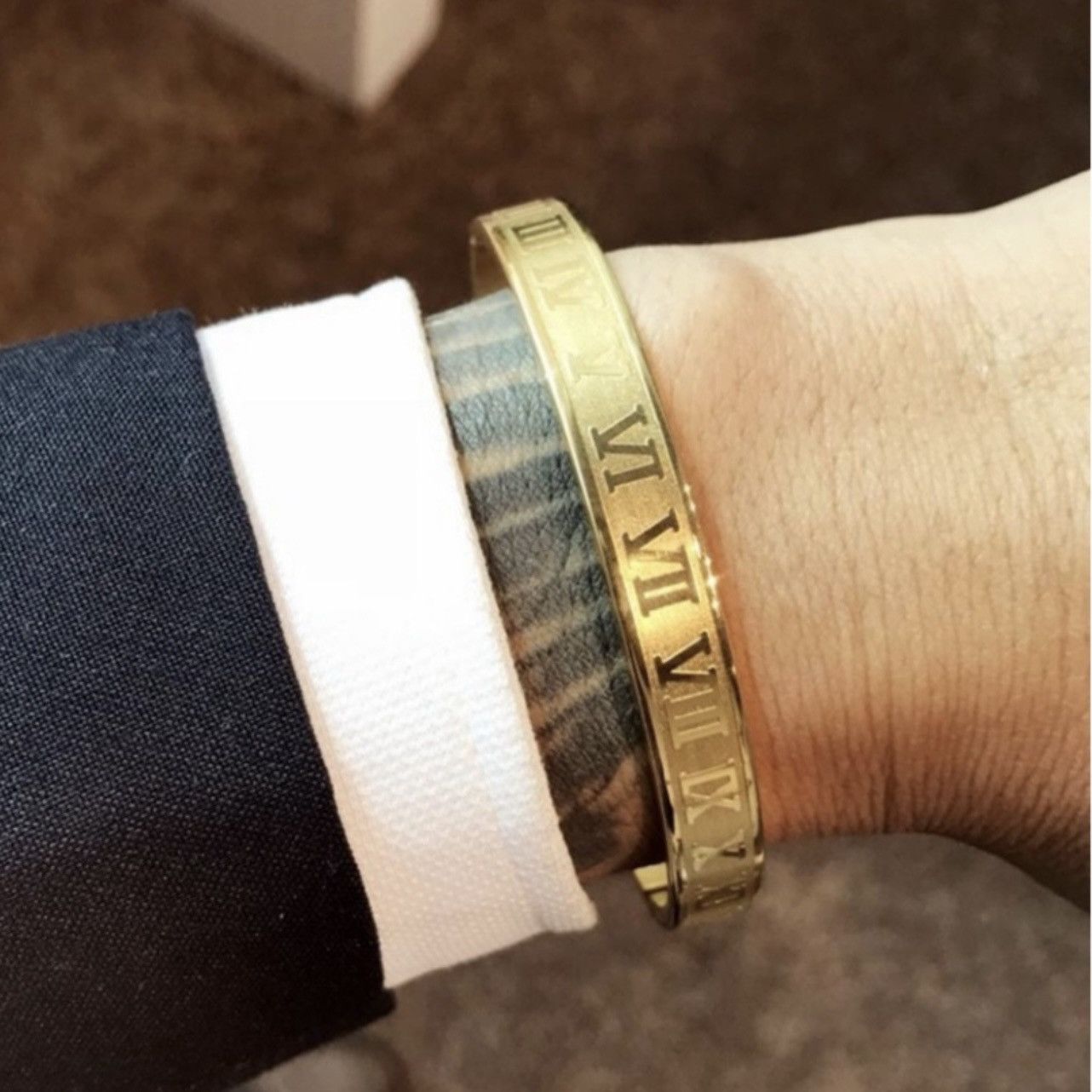 Jewelry Men's Roman Numeral Gold Tone Bracelet Size ONE SIZE - 3 Thumbnail