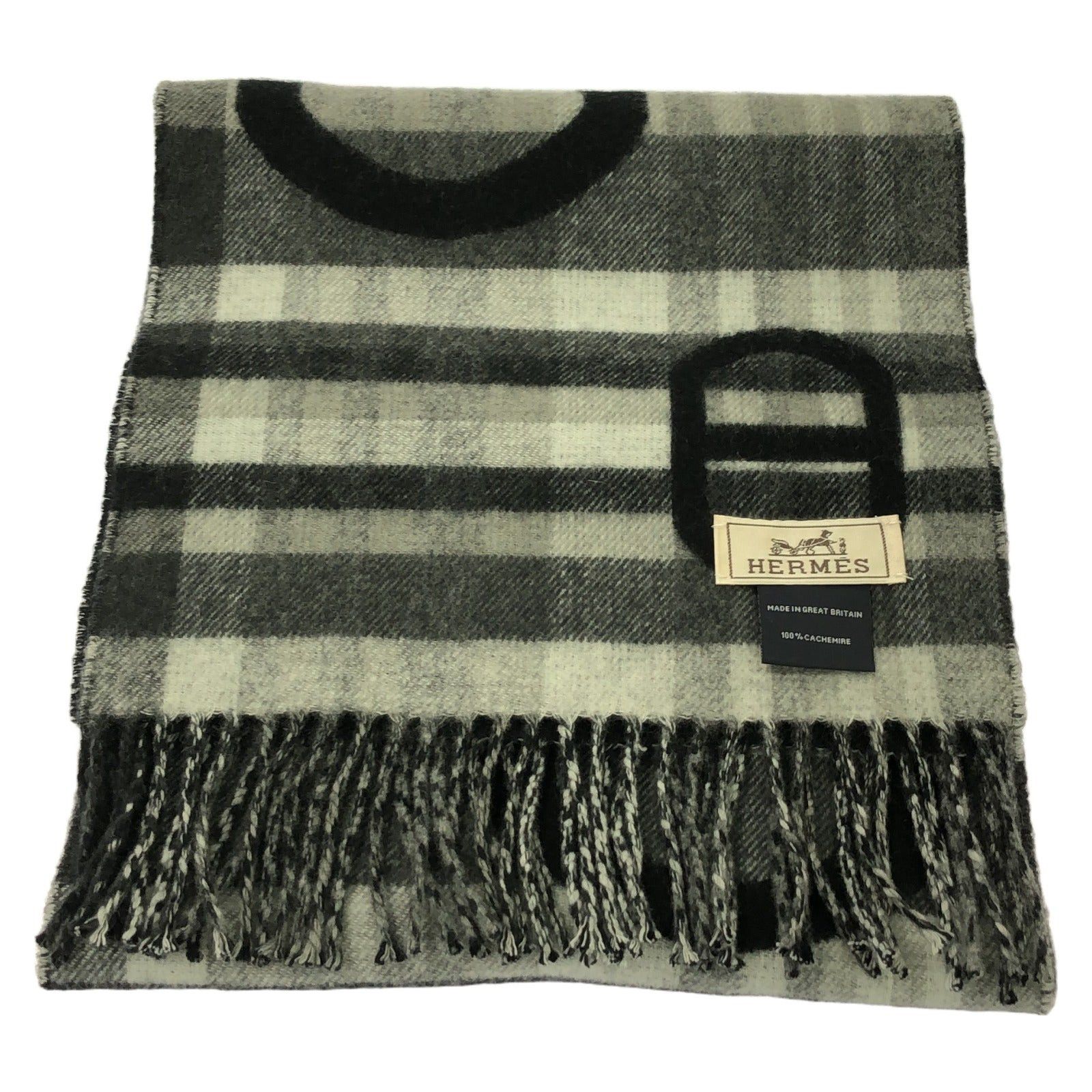 Hermes Hermes Cashmere Scarf Tartan Maillon Black Size ONE SIZE - 1 Thumbnail