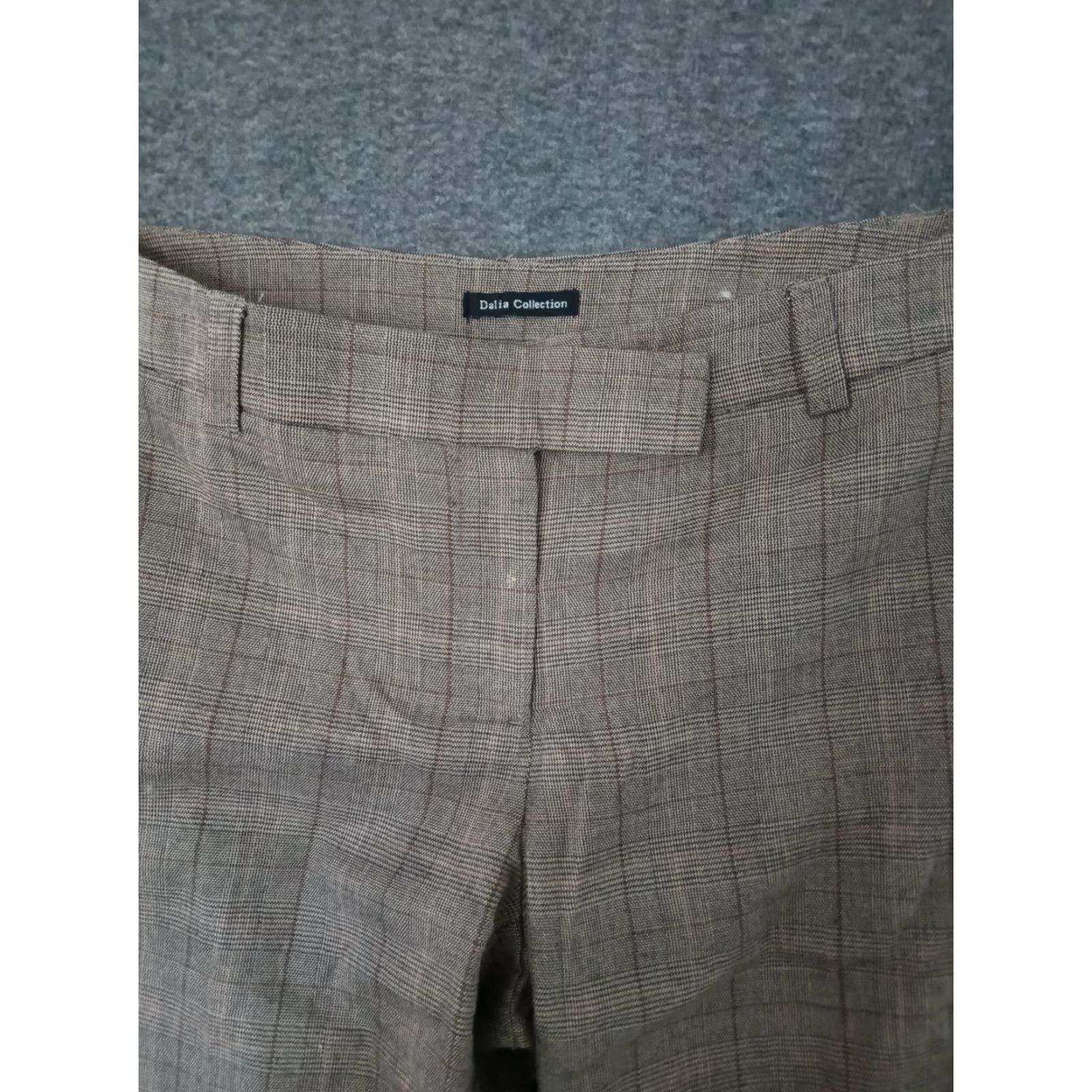 Vintage Dalia COLLECTION Women's Plaid Brown Design Dress Pants Size 10 Size 32" / US 10 / IT 46 - 3 Thumbnail