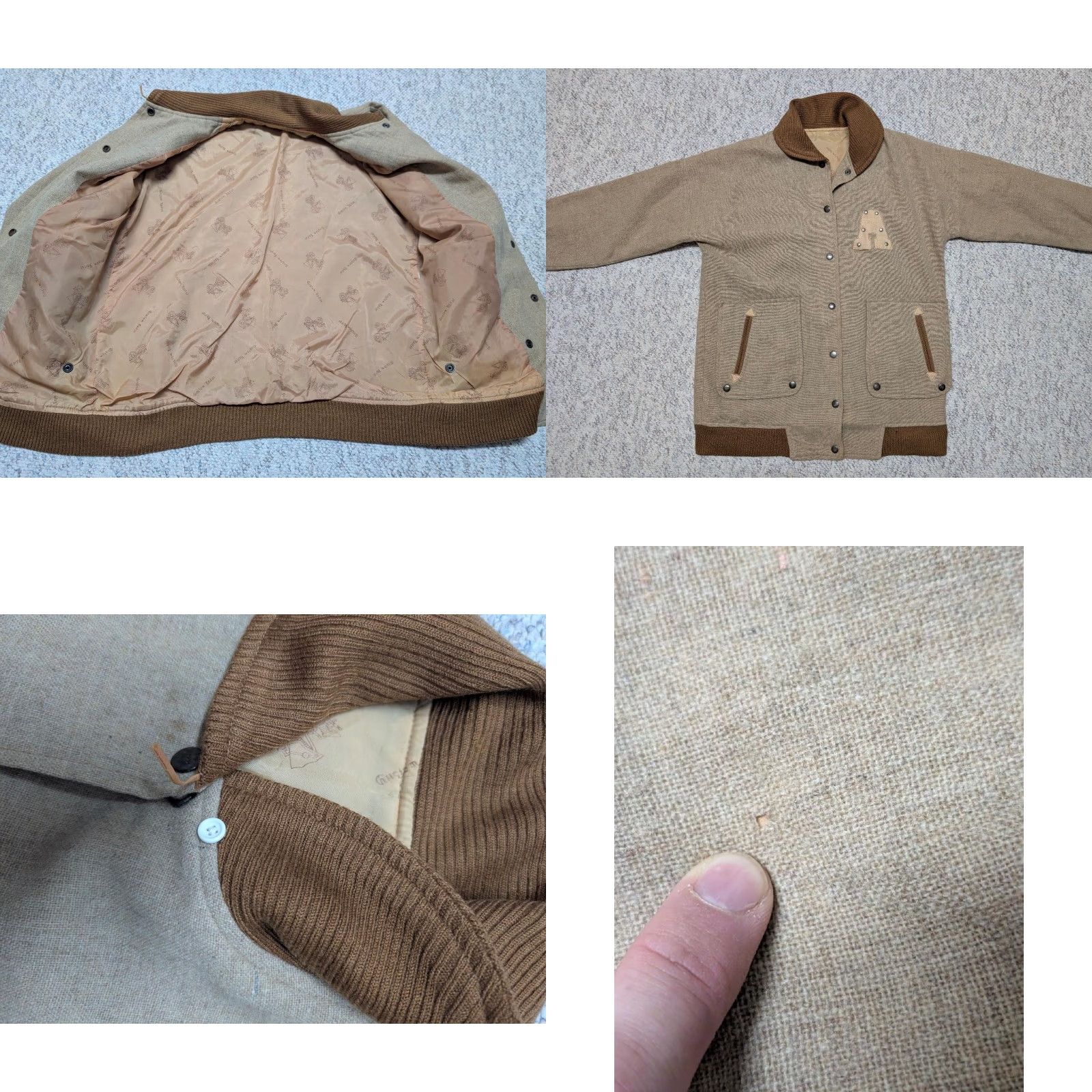 Vintage VINTAGE vintage jacket motorcycle jacket Mens S Brown wool Handcrafted 1950s Car Club varsity style snap shawl collar Letterman 38 in chest Size US S / EU 44-46 / 1 - 9 Thumbnail
