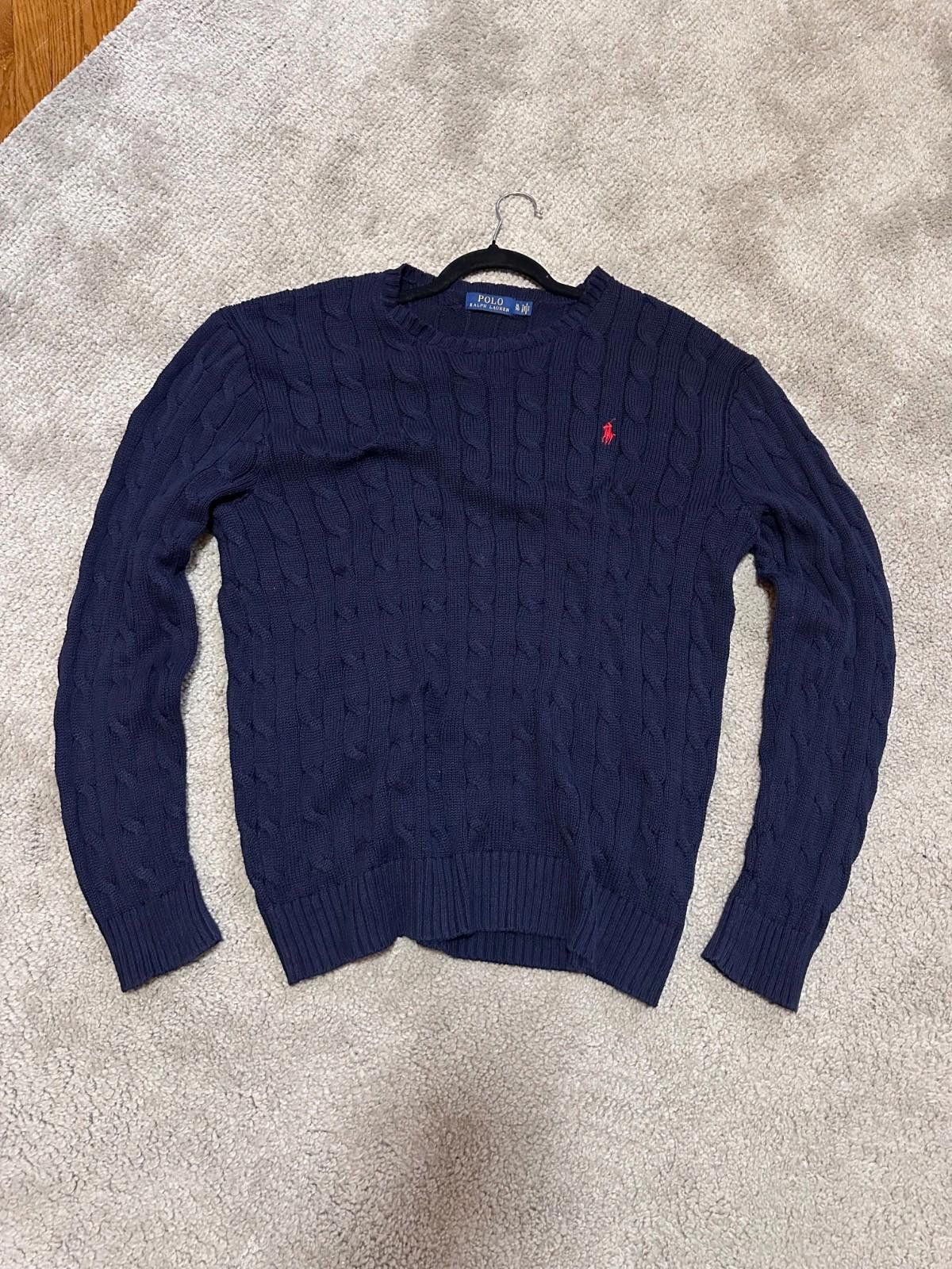 Polo Ralph Lauren Navy Blue Cable Knit Sweater Size XL