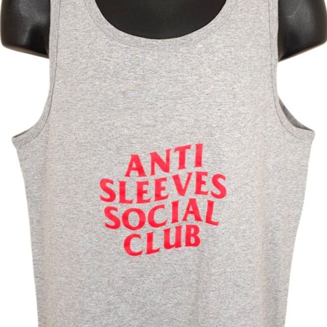 Port & Company ANTI SLEEVES SOCIAL CLUB Tank Top Mens Size Medium Gray Funny Humor Joke Shirt Size US M / EU 48-50 / 2 - 2 Thumbnail