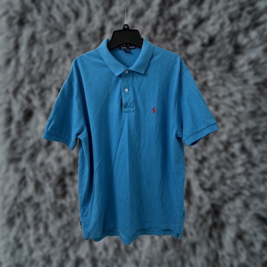 Polo Ralph Lauren VINTAGE Polo Ralph Lauren Shirt Mens Large Blue Cotton Pink Pony Short Sleeve Polo Shirt L Mens Women's? Size US L / EU 52-54 / 3 - 1 Thumbnail
