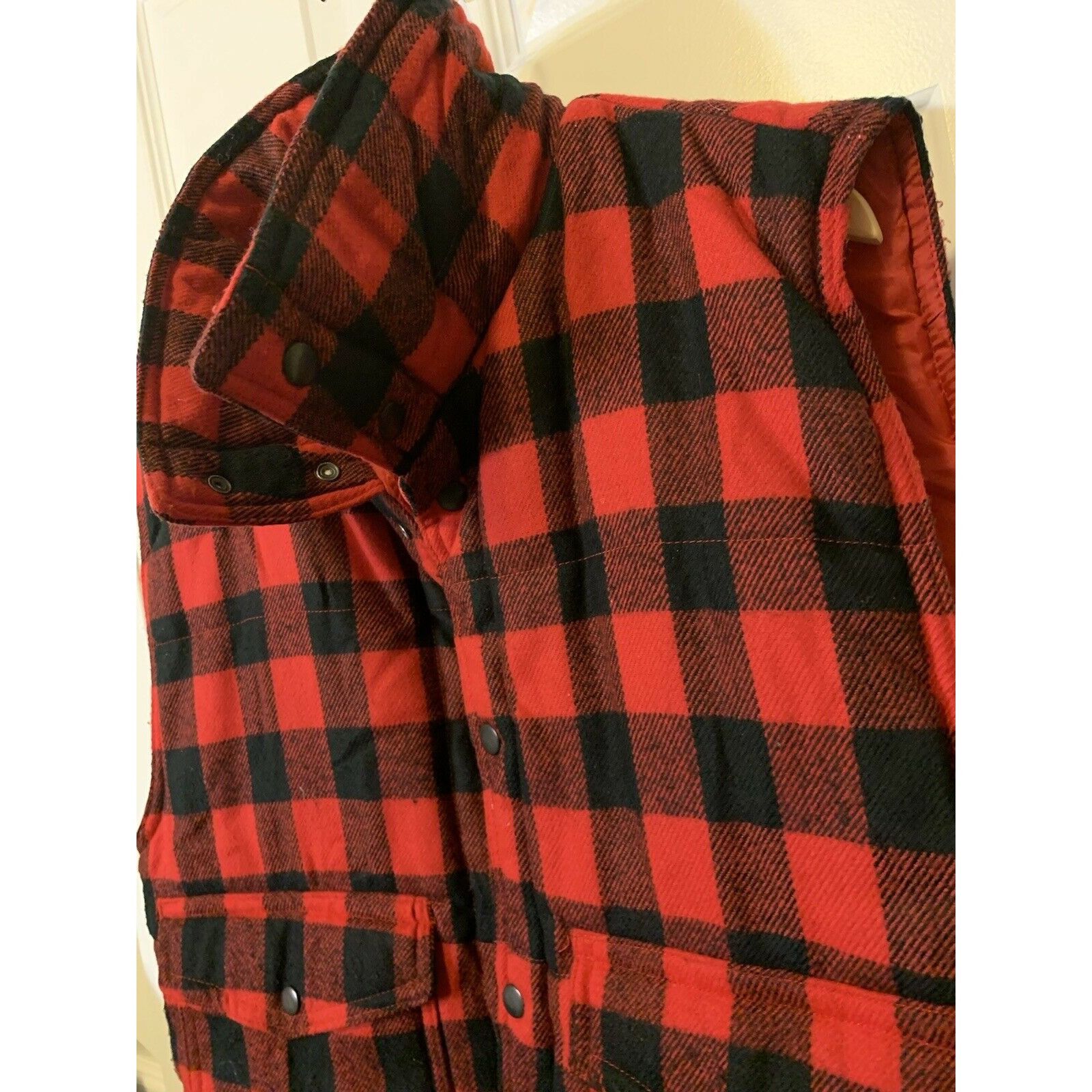 Vintage SPORTSMAN’S CHOICE Men’s Sz L plaid hunting vest vtg black & Size US L / EU 52-54 / 3 - 6 Thumbnail