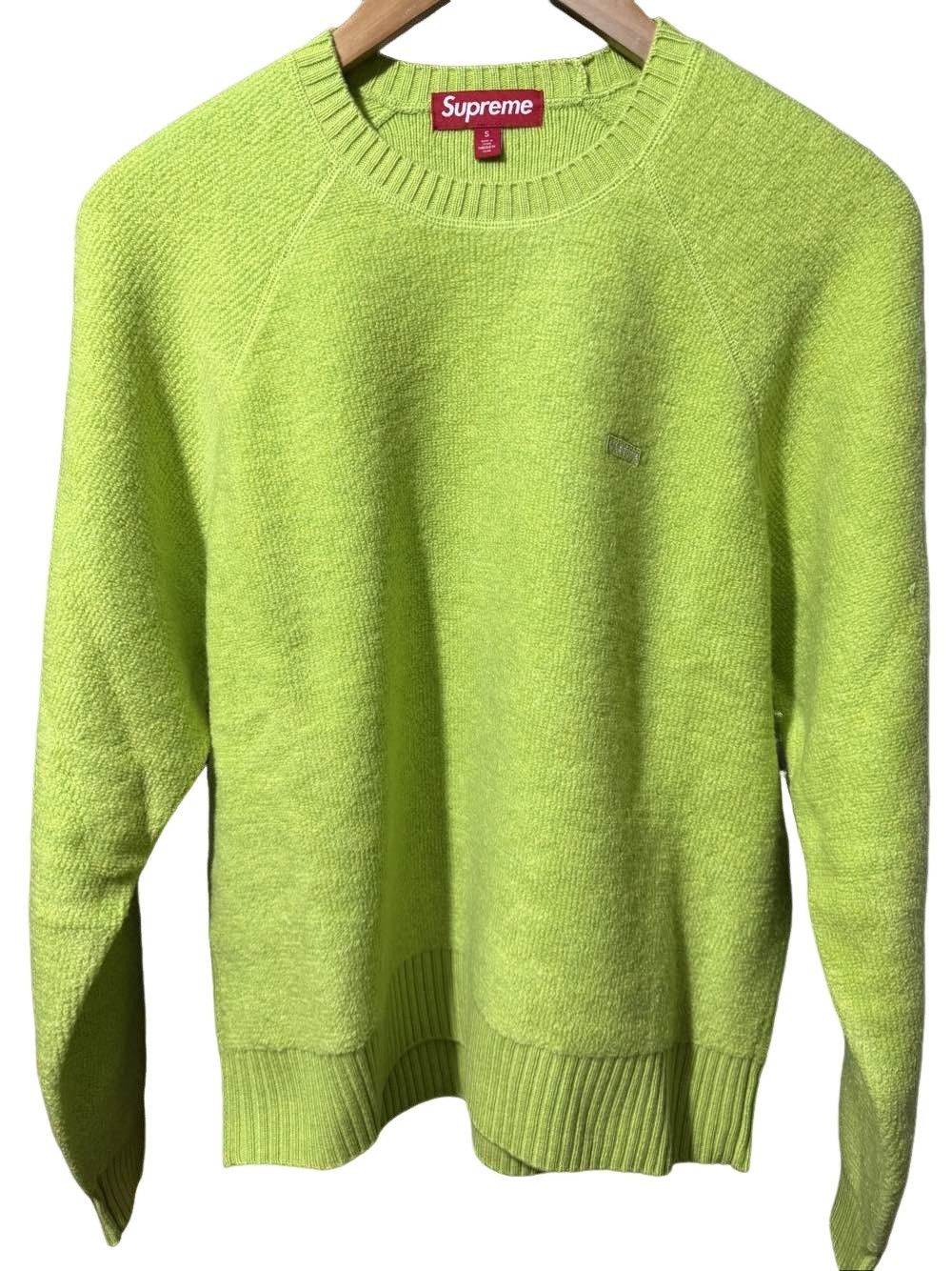 Supreme 2024 Supreme Bouclé Small Box Sweater 'Bright Lime' | Grailed