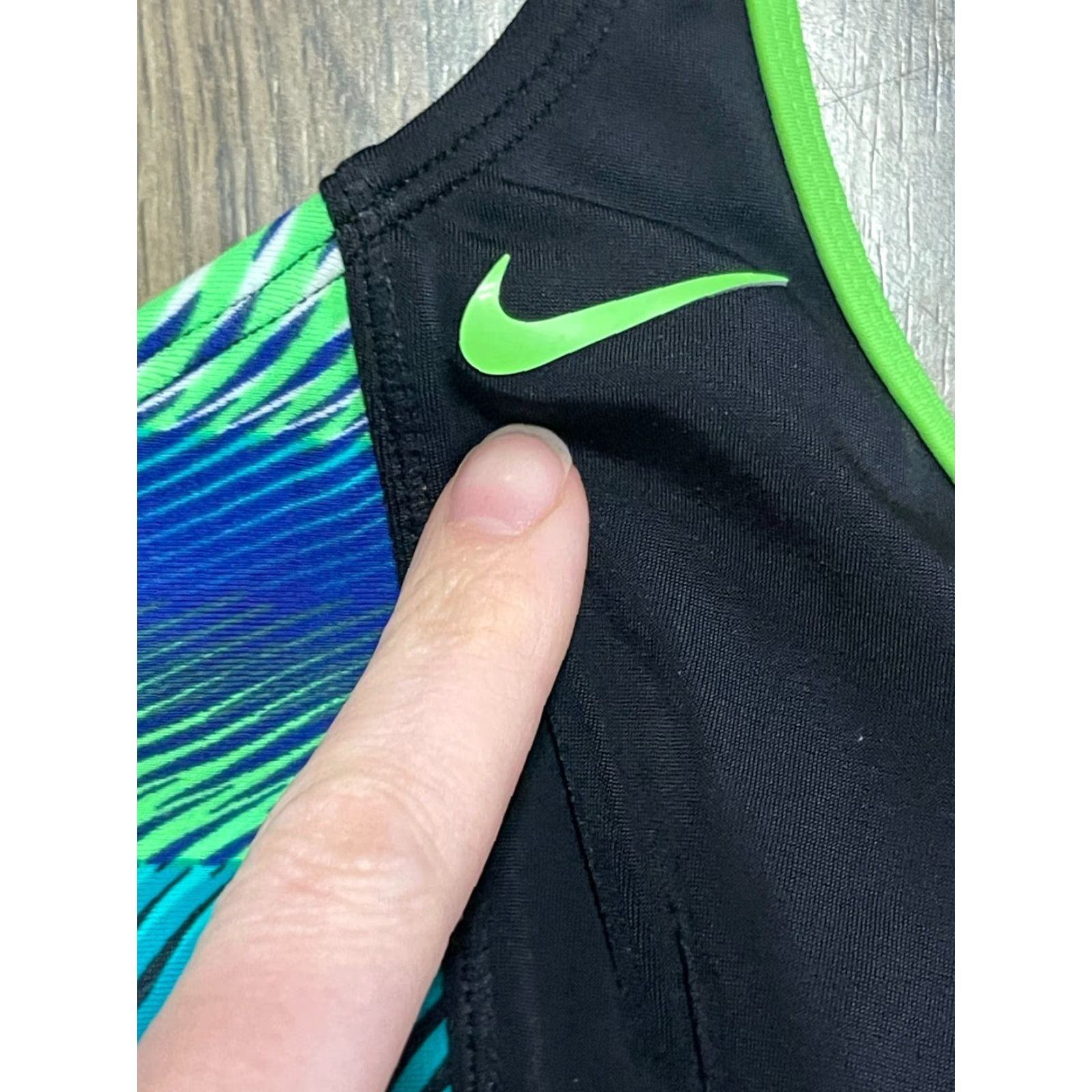 Nike Nike Swim Top Women's Small Blue Black Green Logo Tankini Top Size ONE SIZE - 3 Thumbnail