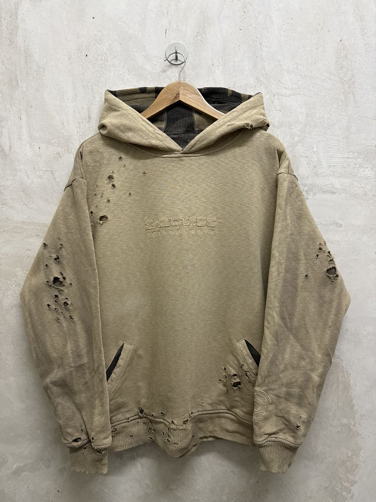 SBTG Sabotage Camo Reversible Thermal Lined Distressed Hoodie Size US L / EU 52-54 / 3 - 3 Thumbnail