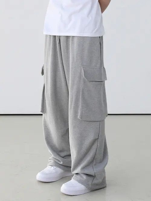 Japanese Brand Matsuoka x Hino Gray Baggy Cargo Sweatpants Size US 31 - 1 Thumbnail