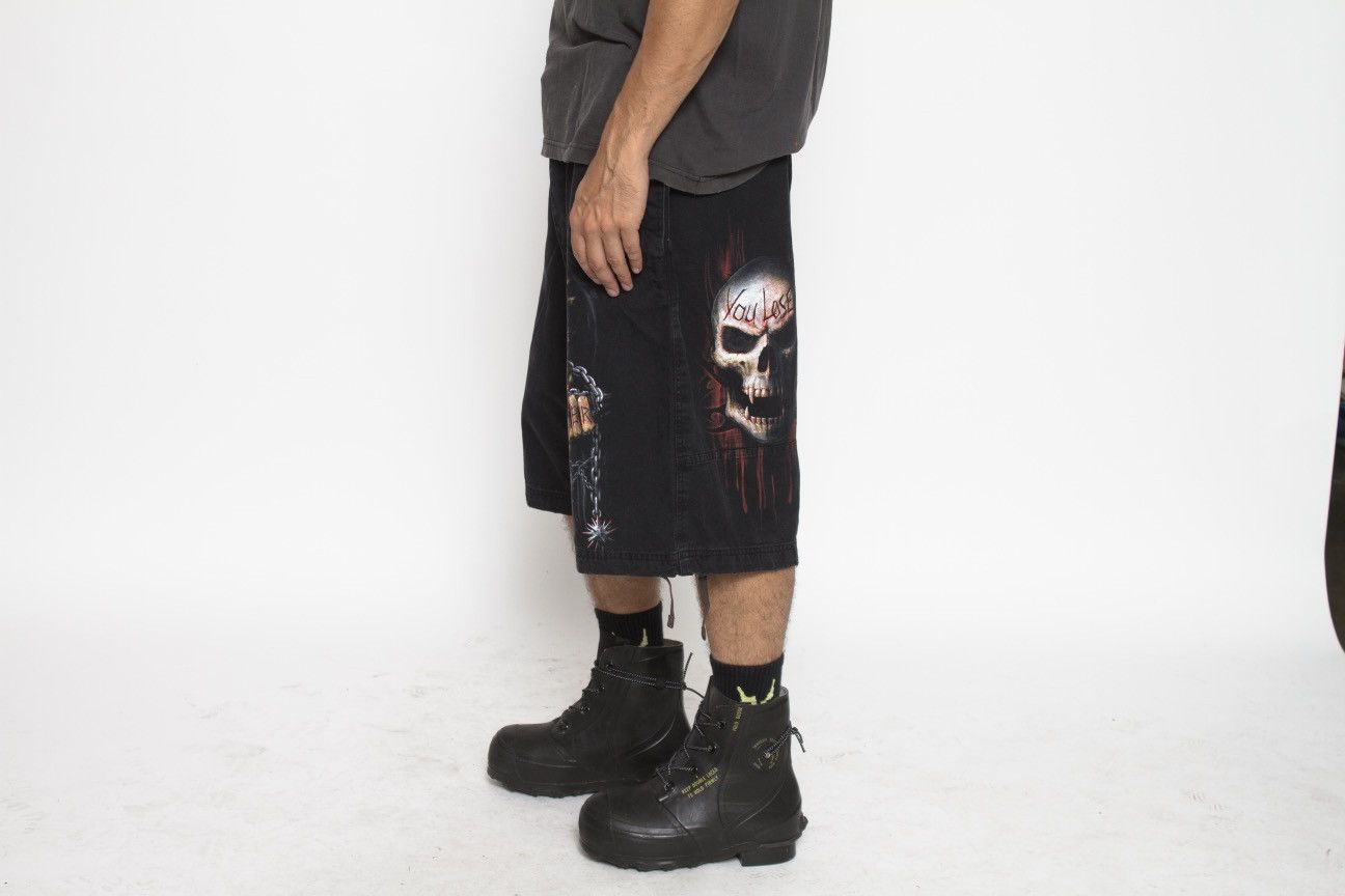 Vintage BLACK GRAPHIC GAME OVER CARGO SHORTS BY SPIRAL Size US 36 / EU 52 - 2 Thumbnail