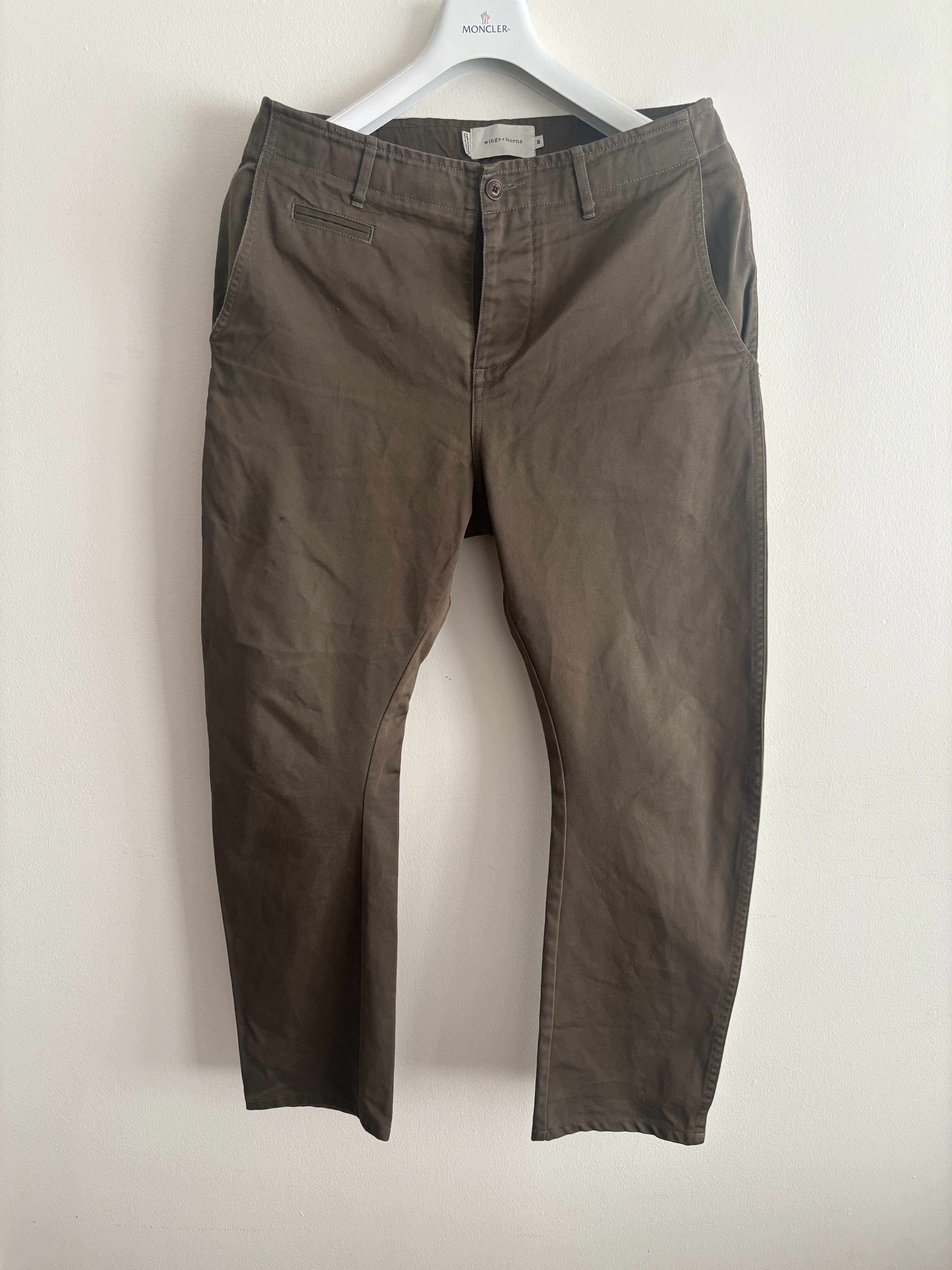 Wings + Horns $200 5 Pocket Button Fly Olive Green Chinos - 32 x 27.5 Size US 32 / EU 48 - 1 Thumbnail